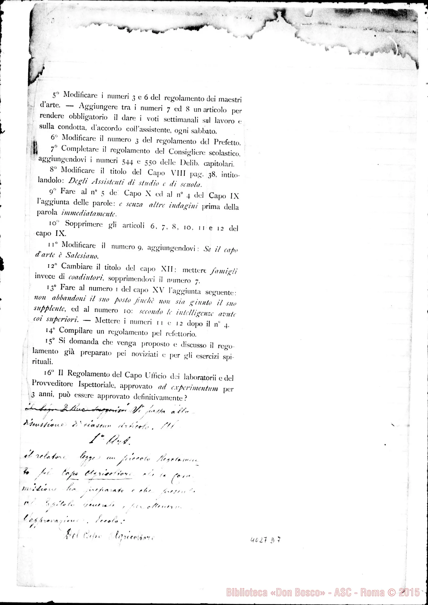 Fotogramma D 7 — Relazione sul Capitolo Generale VII