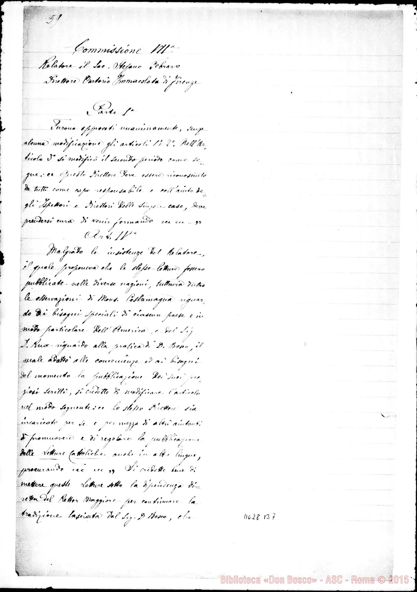 Fotogramma B 7 — Relazione sul Capitolo Generale VII