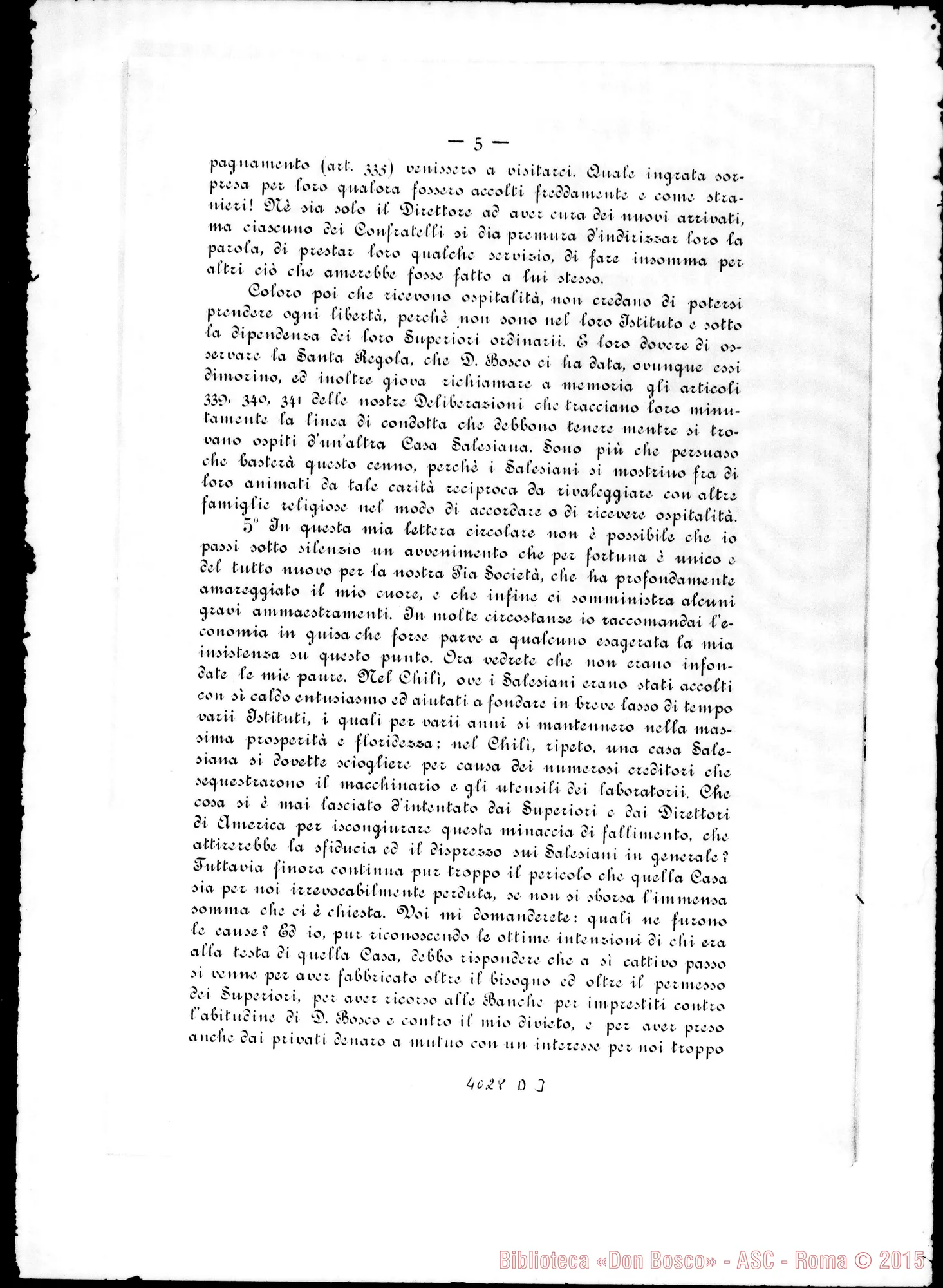 Fotogramma D 3 — Convocazione del Capitolo. Circolare di D. Rua, il 20-01-1898. Stampato