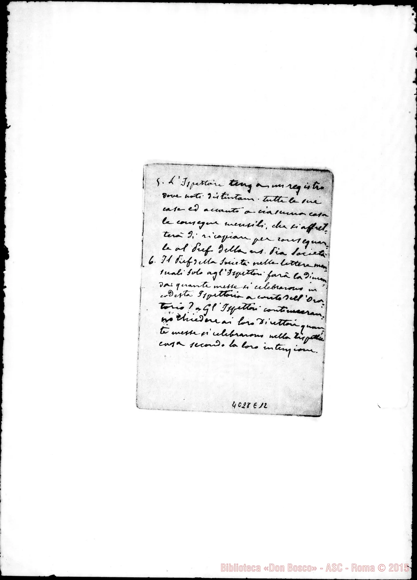 Fotogramma E 12 — Proposte: appunti di D. Rua. Ms. autogr. Rua