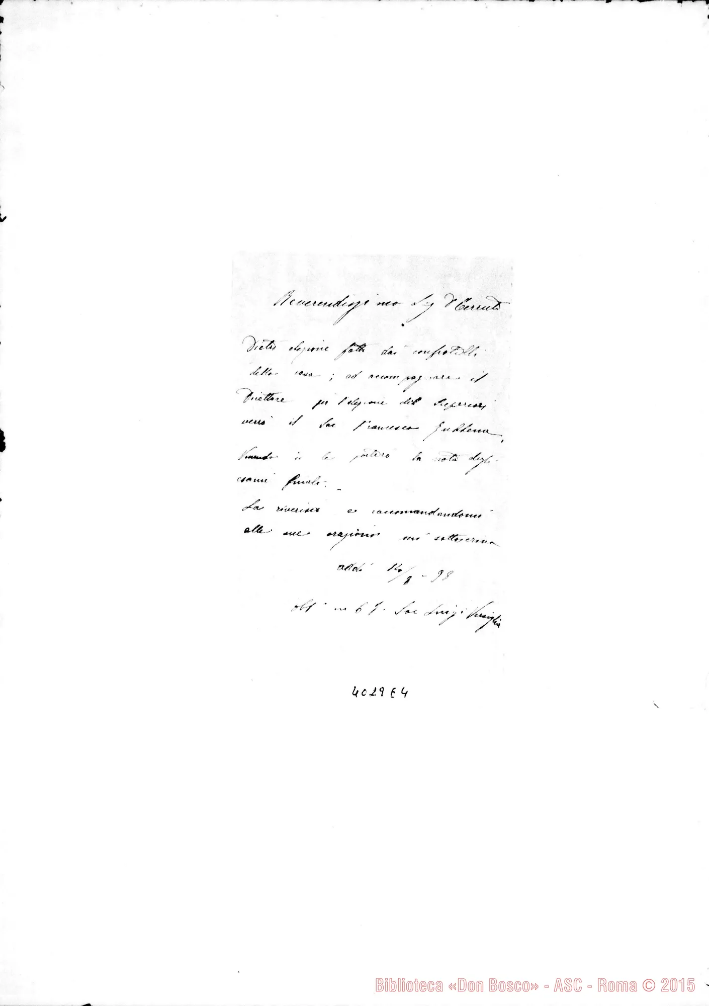 Fotogramma E 4 — Elezione dei delegati delle Case per il Capitolo Generale: lettere A D. Cerruti in ordine alfabetico