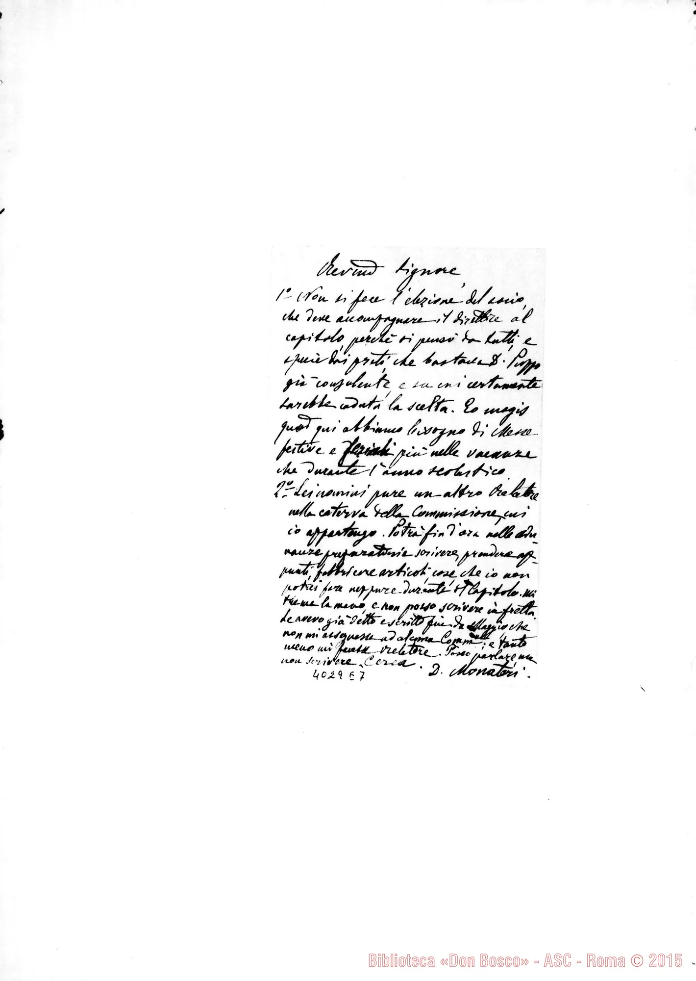 Fotogramma E 7 — Elezione dei delegati delle Case per il Capitolo Generale: lettere A D. Cerruti in ordine alfabetico