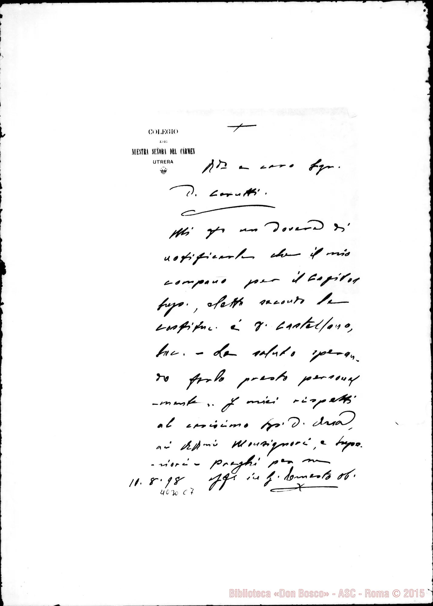 Fotogramma C 7 — Elezione dei delegati delle Case per il Capitolo Generale: lettere A D. Cerruti in ordine alfabetico