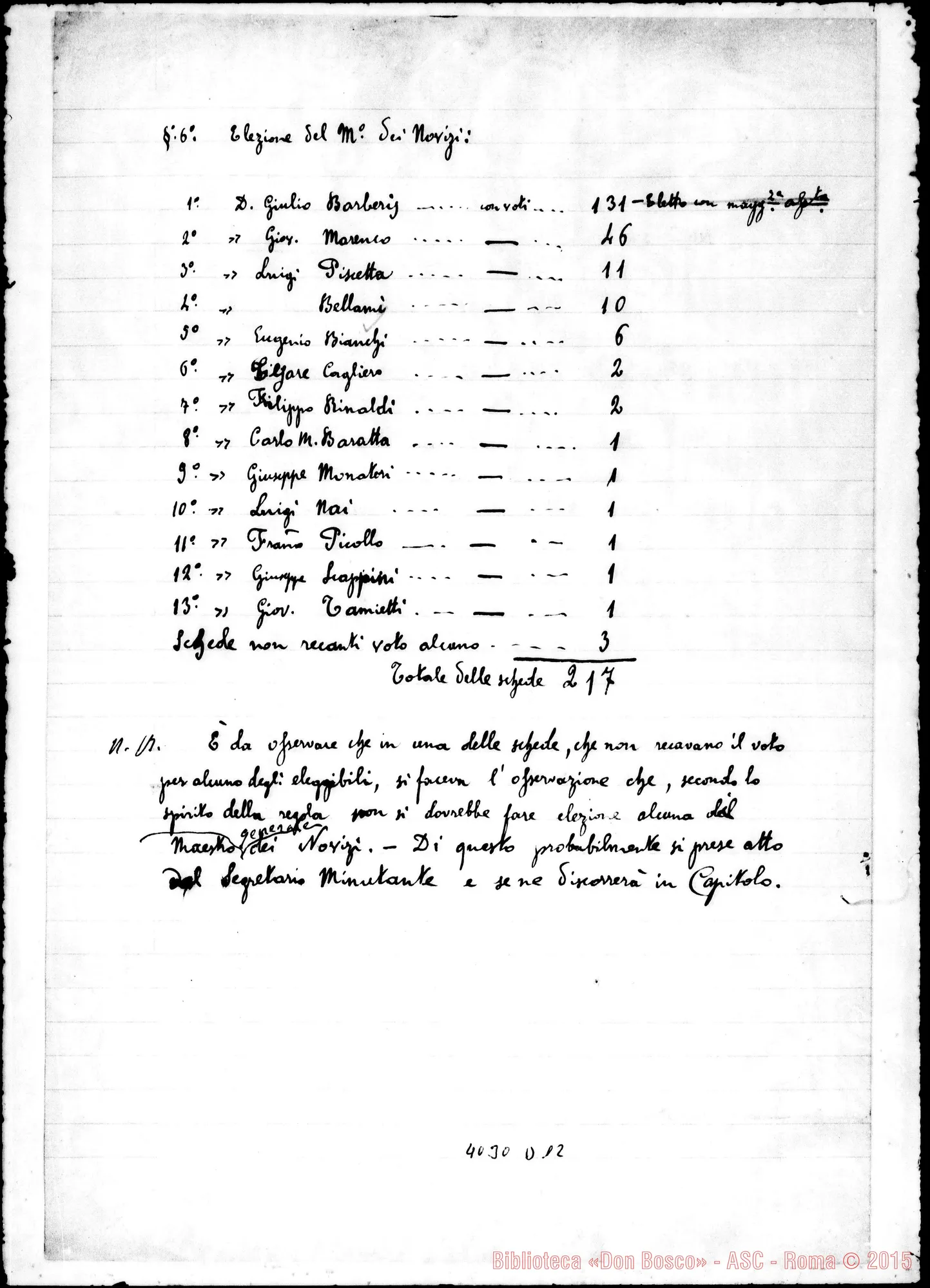 Fotogramma D 12 — Elezione del Capitolo Superiore. Ms.