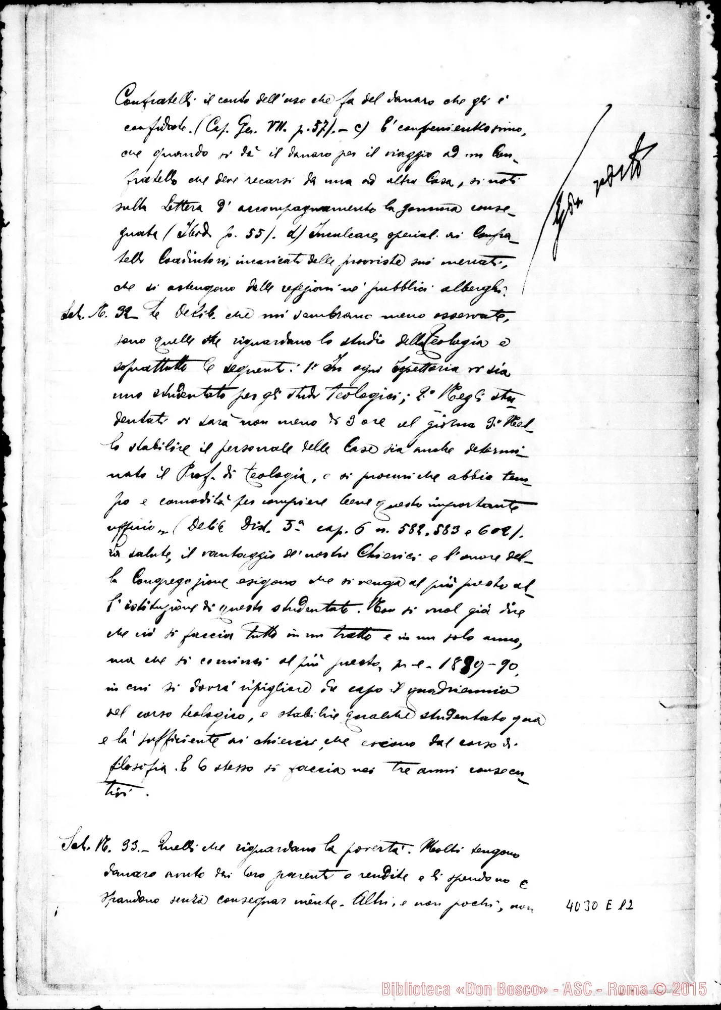 Fotogramma E 12 — Risposte ed osservazioni alla prima proposta. Ms.