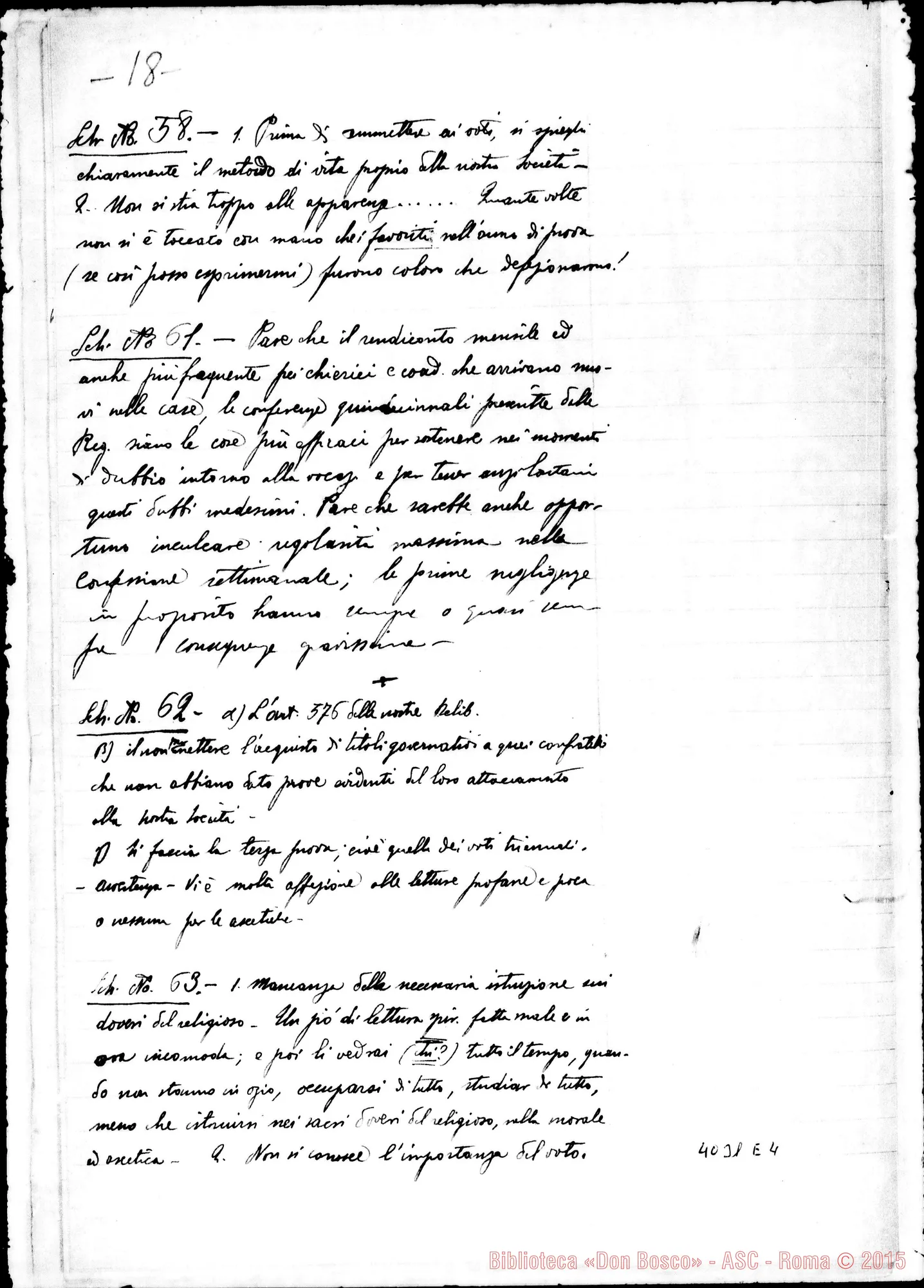 Fotogramma E 4 — Risposte ed osservazioni alla seconda proposta