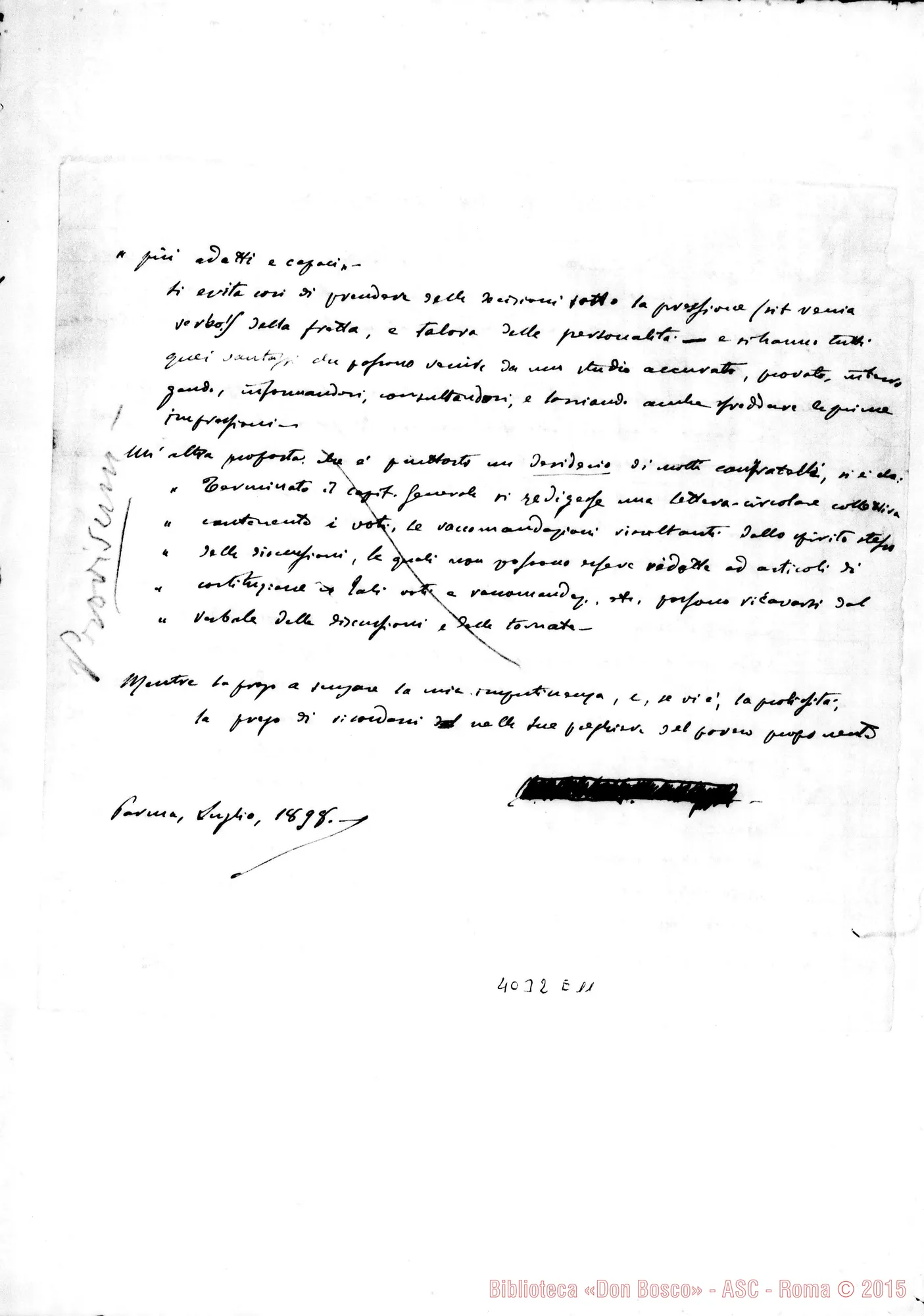 Fotogramma E 11 — Appendice alla quarta proposta