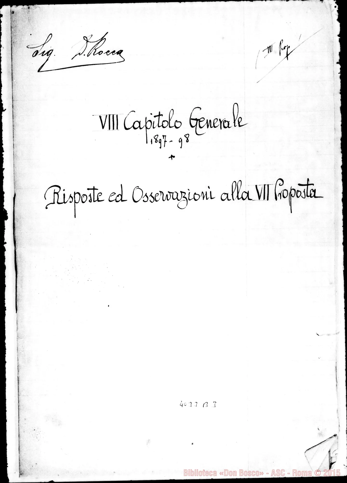 Fotogramma B 3 — Risposte ed osservazioni alla settima proposta