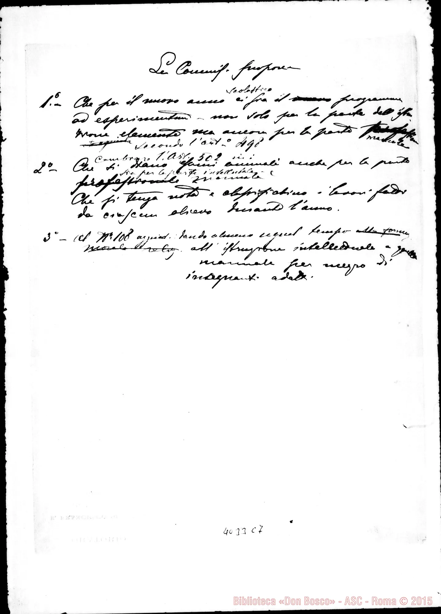 Fotogramma C 7 — Risposte ed osservazioni alla settima proposta