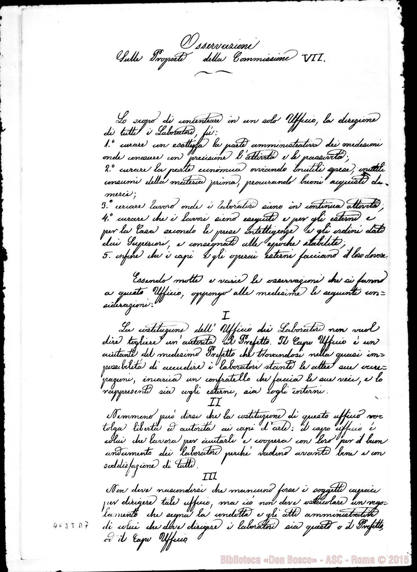 Fotogramma D 7 — Risposte ed osservazioni alla settima proposta