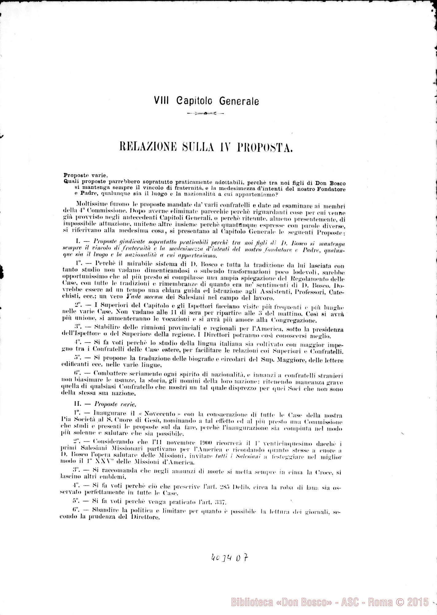 Fotogramma D 7 — Relazioni delle diverse Commissioni. Stampato