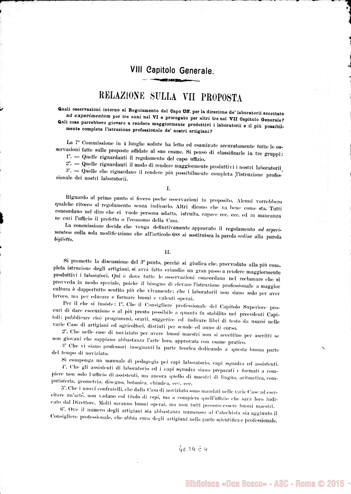 Fotogramma E 4 — Relazioni delle diverse Commissioni. Stampato