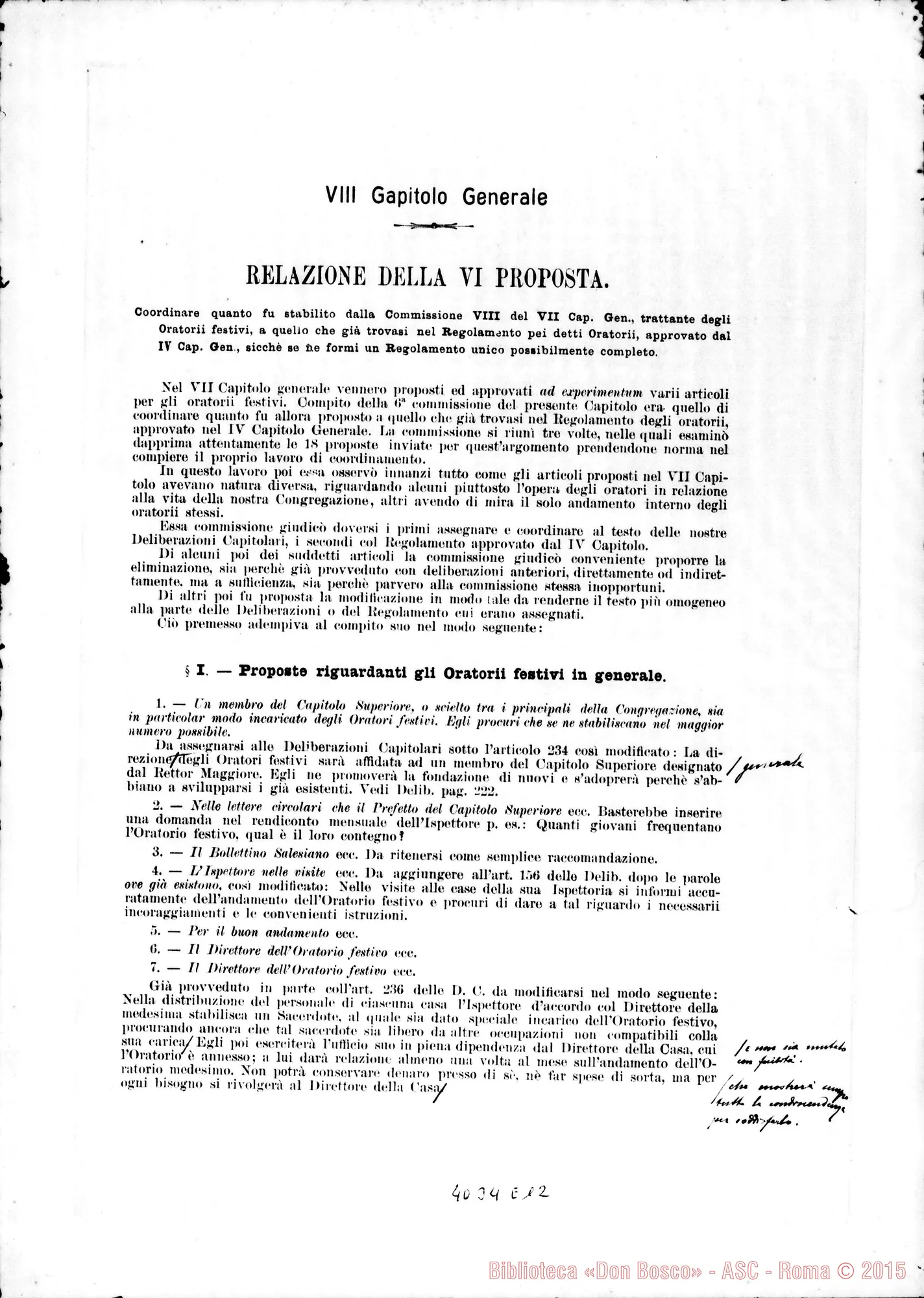 Fotogramma E 12 — Relazioni delle diverse Commissioni. Stampato
