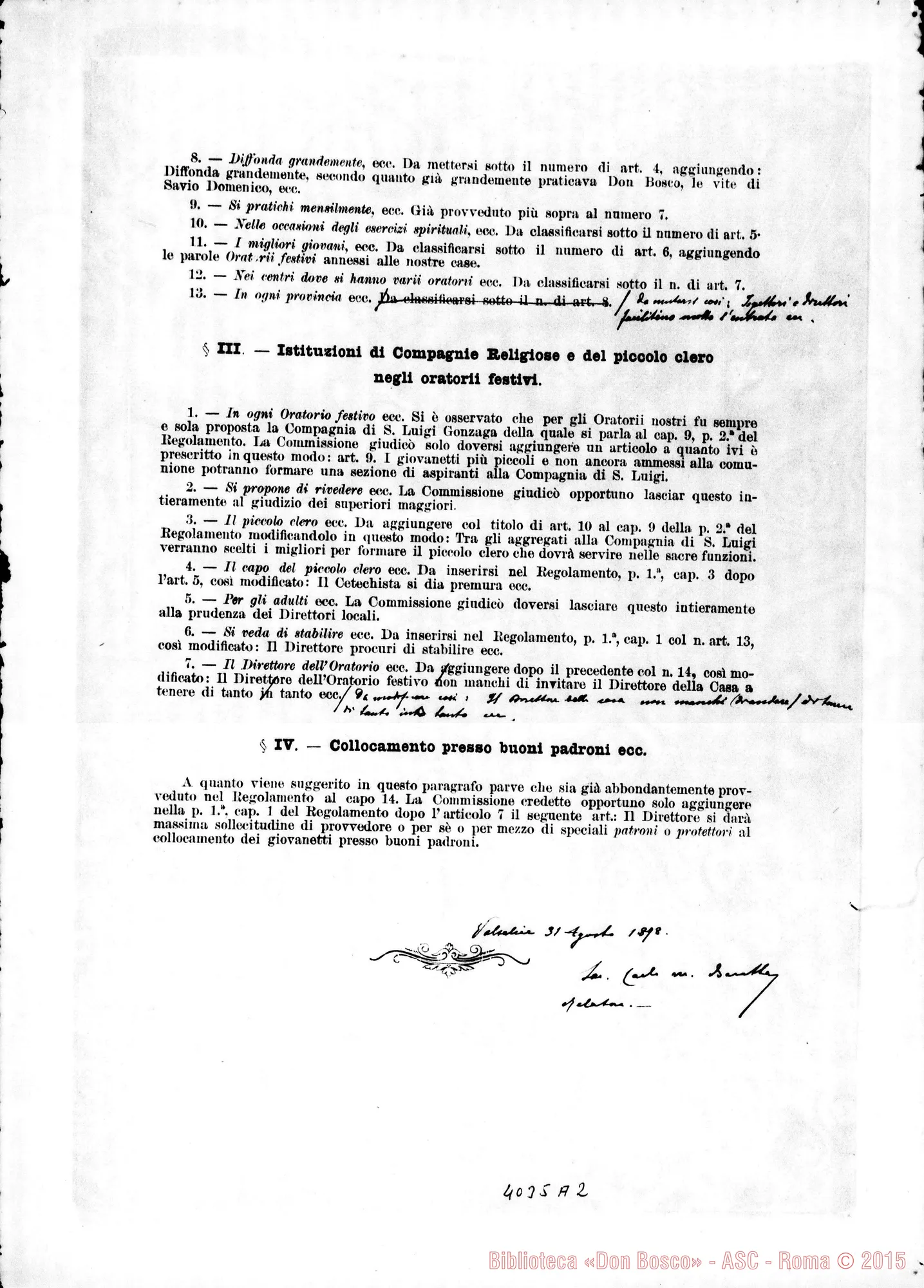 Fotogramma A 2 — Relazioni delle diverse Commissioni. Stampato