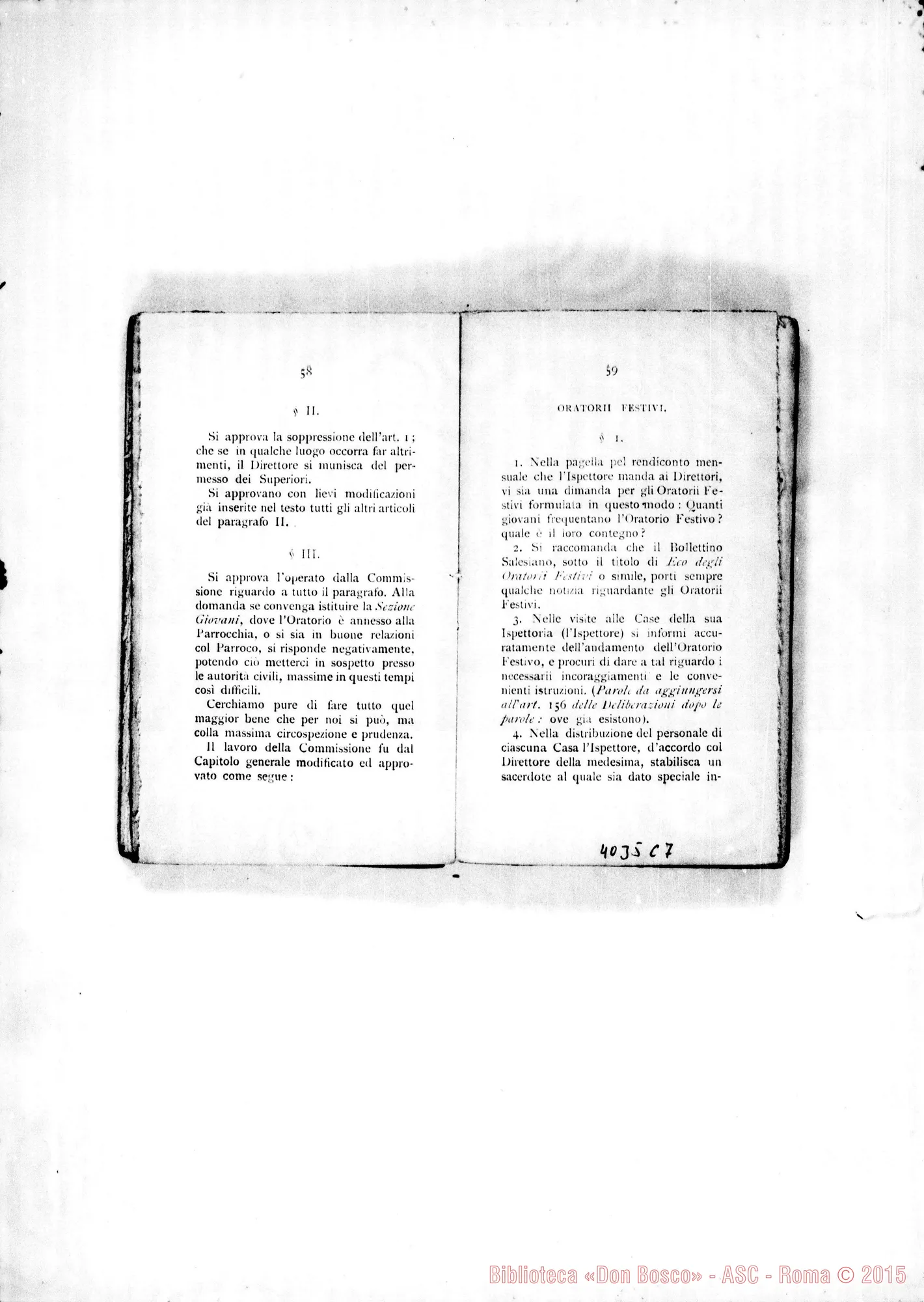 Fotogramma C 7 — Atti e Deliberazioni dell’VIII Capitolo Generale. Stampato. S. Benigno C., 1899