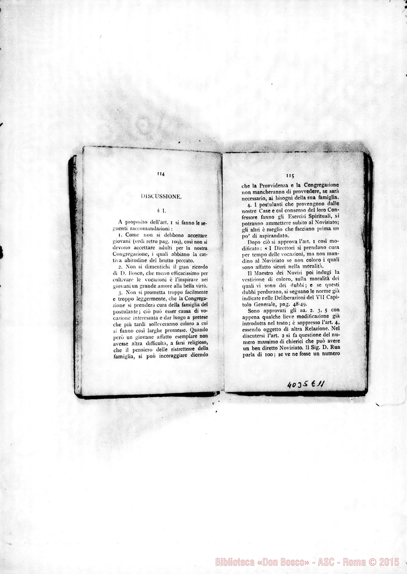 Fotogramma E 11 — Atti e Deliberazioni dell’VIII Capitolo Generale. Stampato. S. Benigno C., 1899