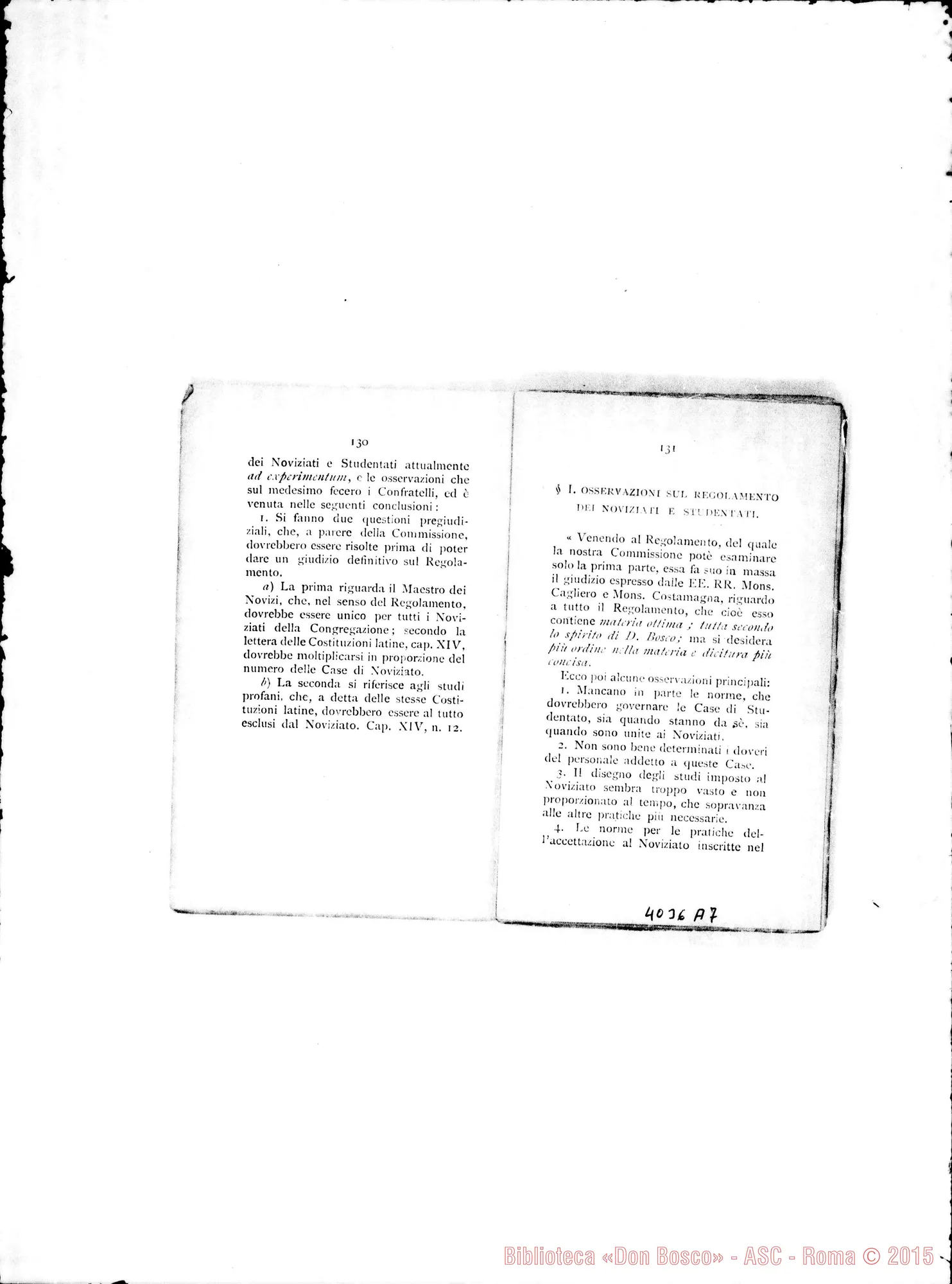 Fotogramma A 7 — Atti e Deliberazioni dell’VIII Capitolo Generale. Stampato. S. Benigno C., 1899