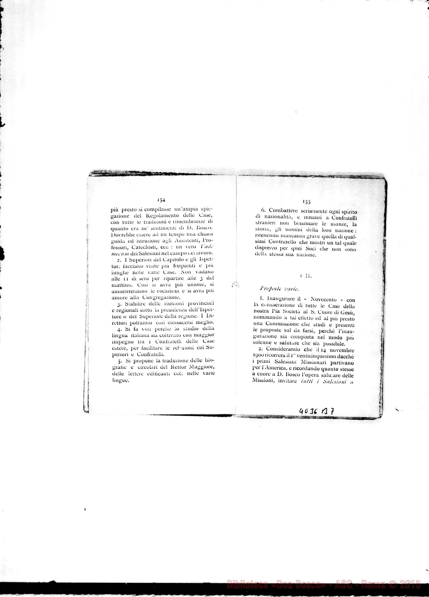 Fotogramma B 7 — Atti e Deliberazioni dell’VIII Capitolo Generale. Stampato. S. Benigno C., 1899