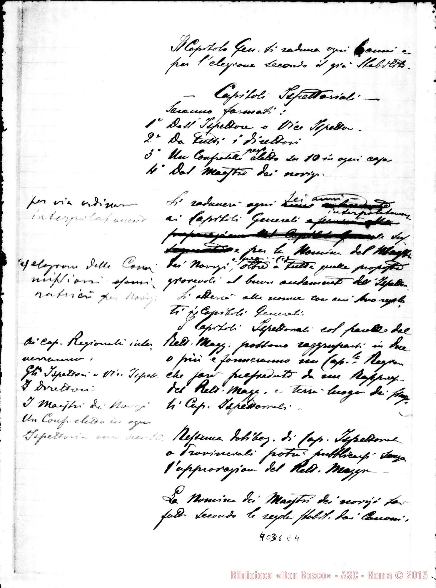 Fotogramma E 4 — Schemi di punti particolari per il Capitolo Generale. Ms.