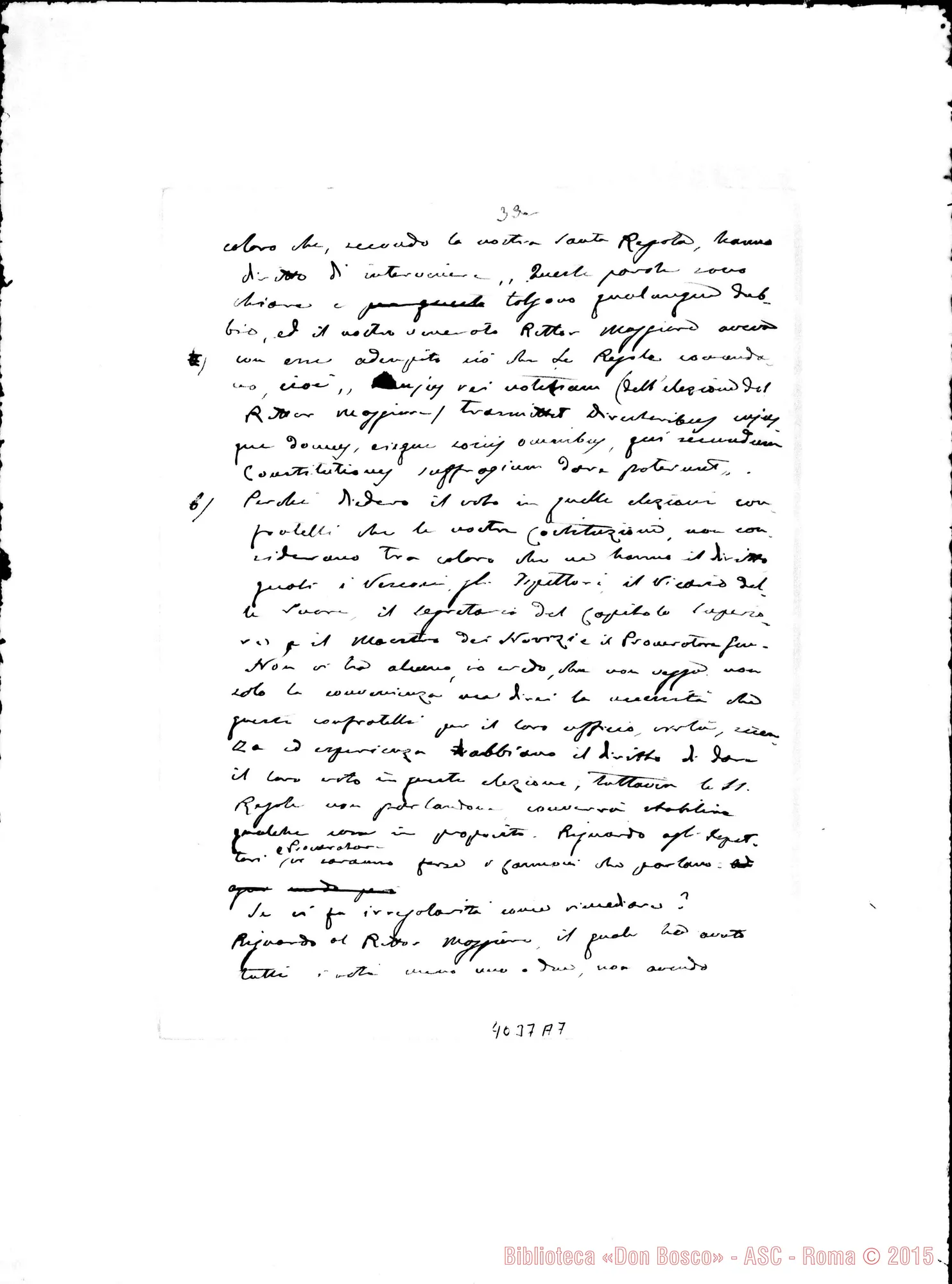 Fotogramma A 7 — Proposte dei confratelli al Capitolo Generale. Ms.