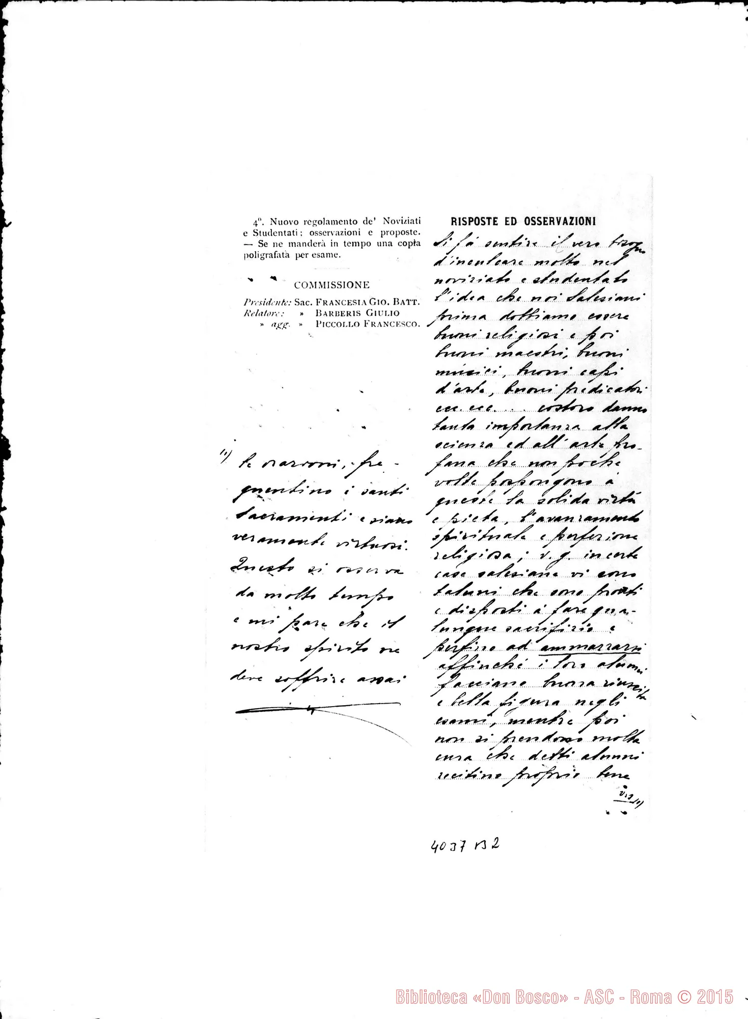 Fotogramma B 2 — Proposte dei confratelli al Capitolo Generale. Ms.