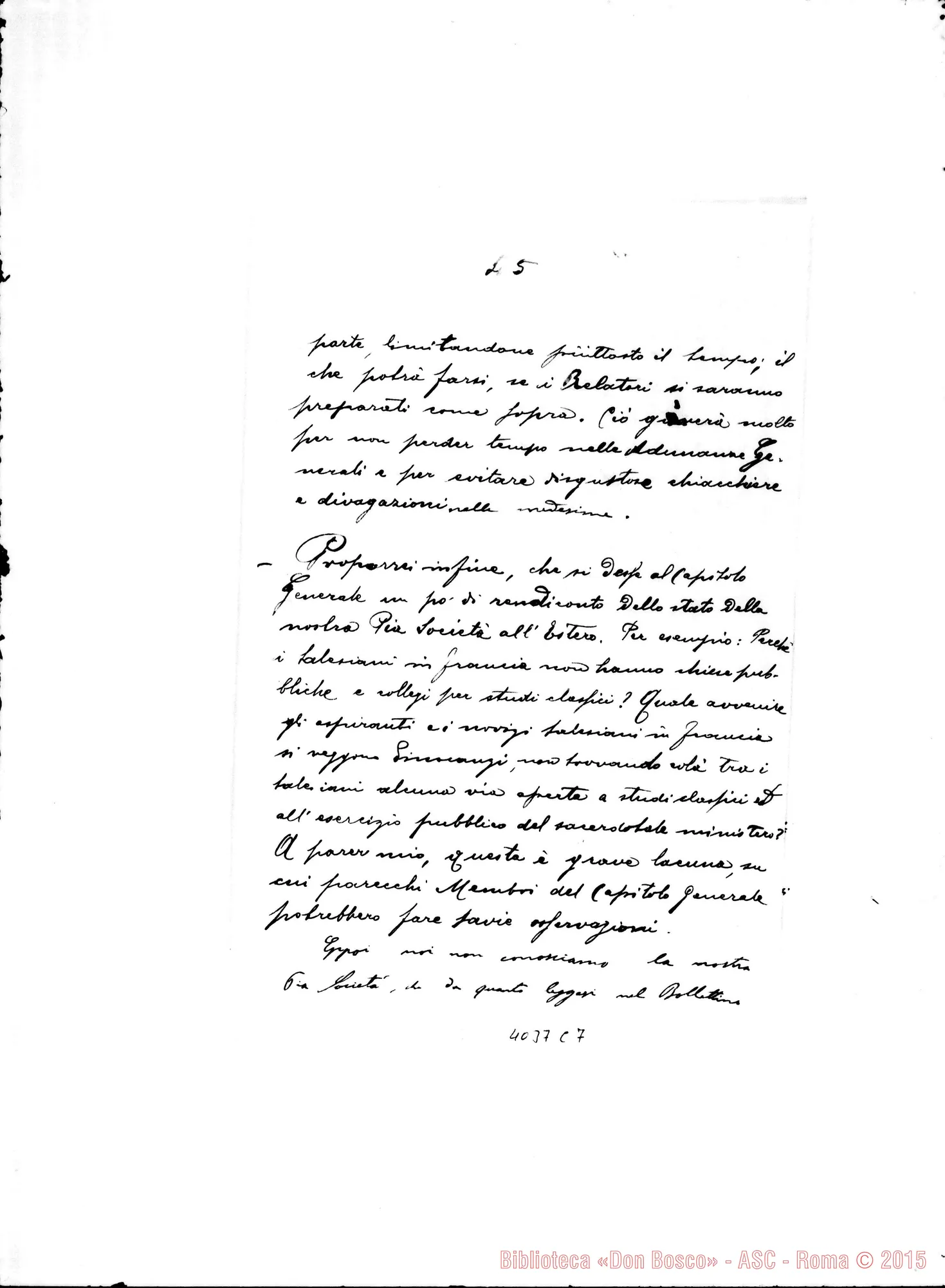 Fotogramma C 7 — Proposte dei confratelli al Capitolo Generale. Ms.