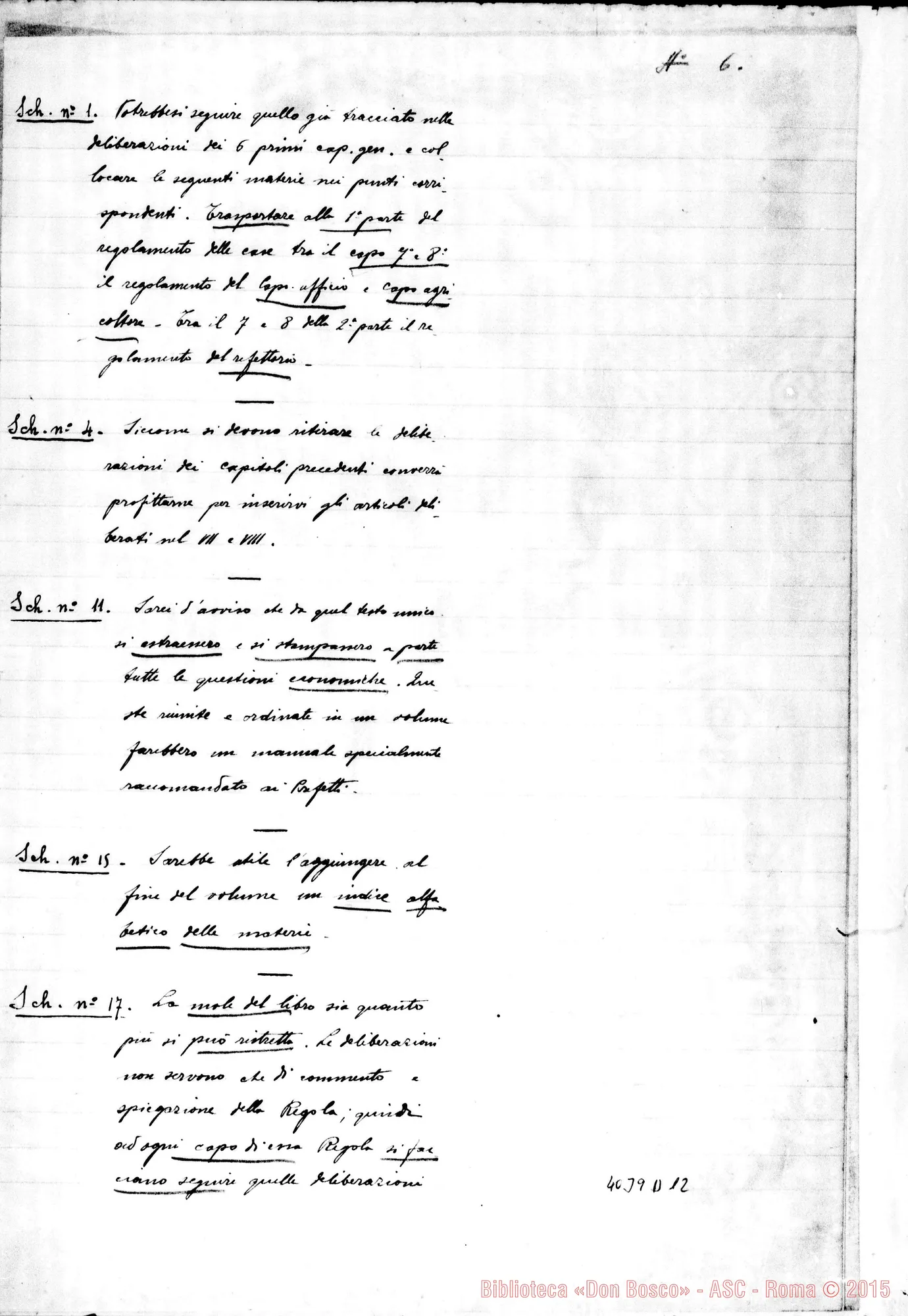 Fotogramma D 12 — Verbale della sesta proposta. Ms.