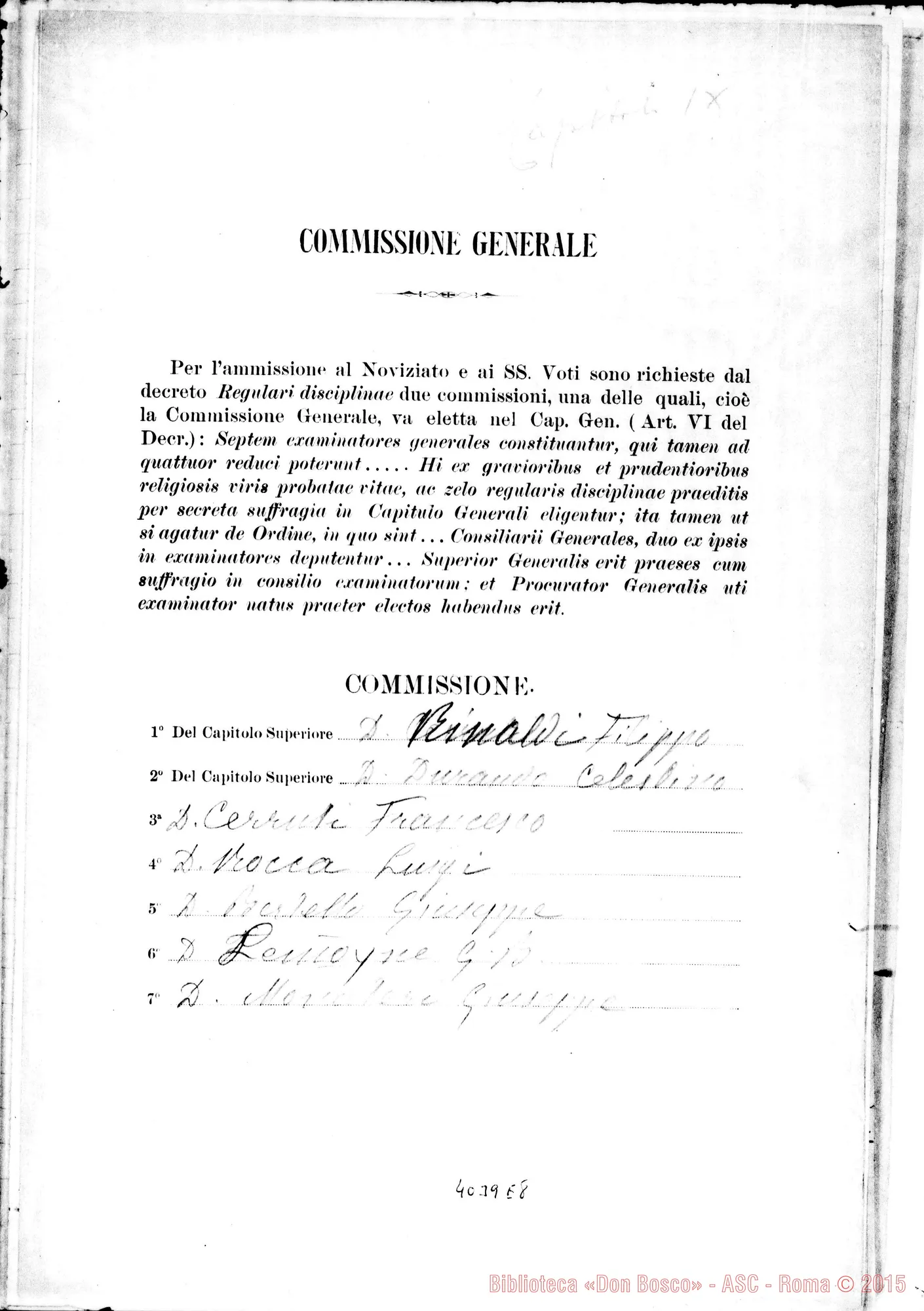 Fotogramma E 8 — Atti E Verbale del Capitolo Generale IX. Ms.