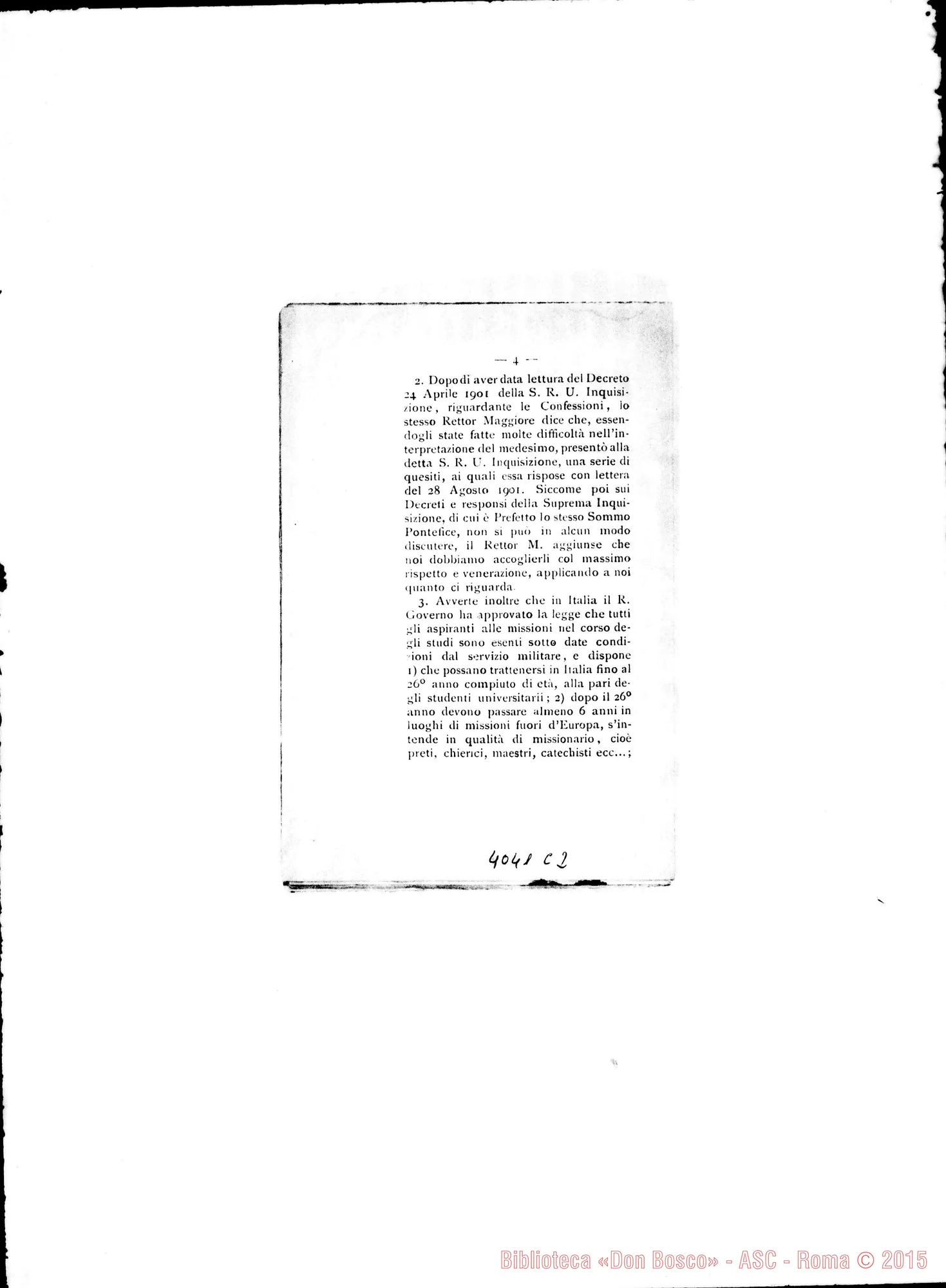 Fotogramma C 2 — Comunicazioni del Rettor Maggiore E Deliberazioni. Stampato