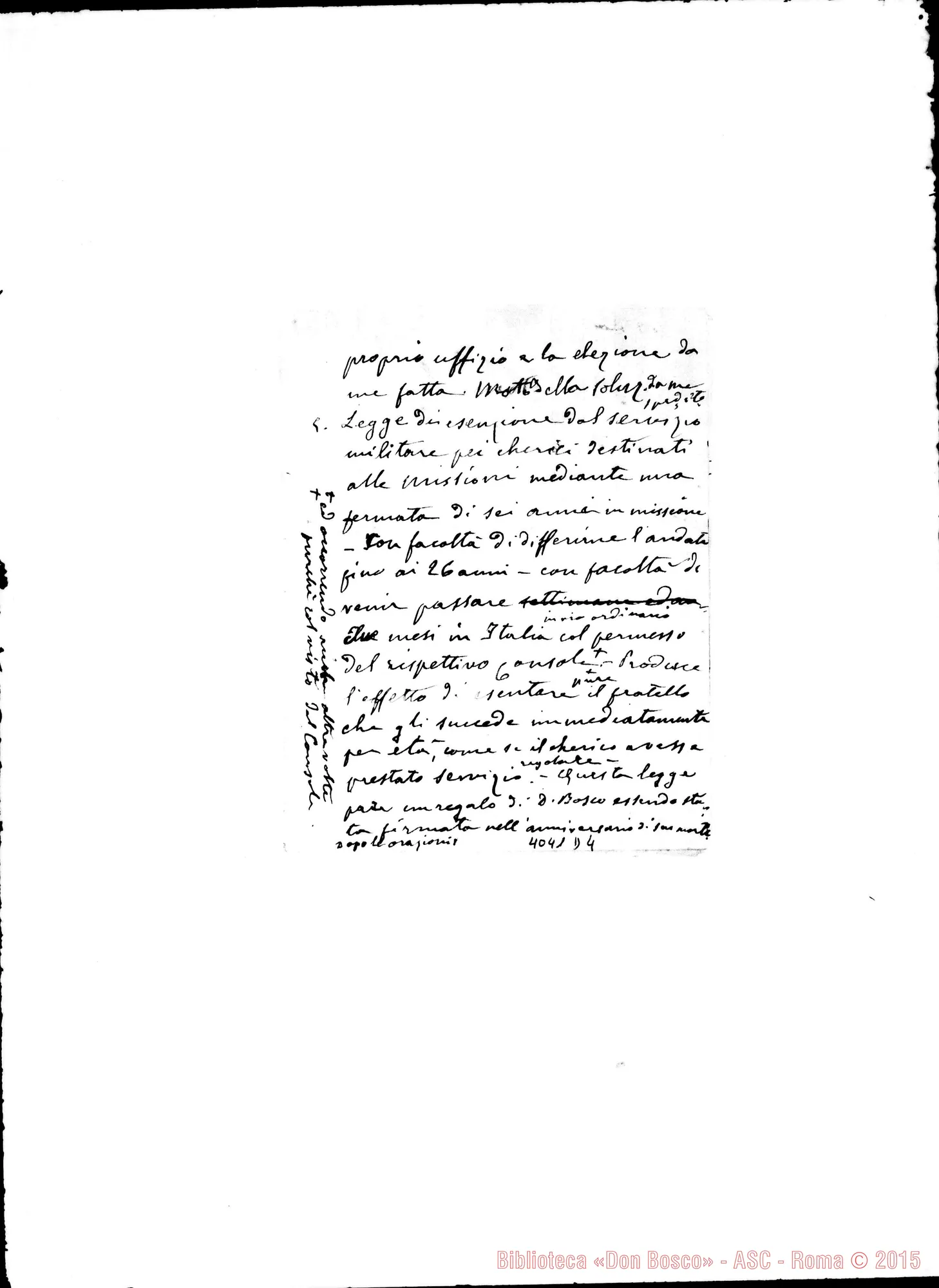 Fotogramma D 4 — Comunicazioni del Rettor Maggiore. Ms. autogr. Rua
