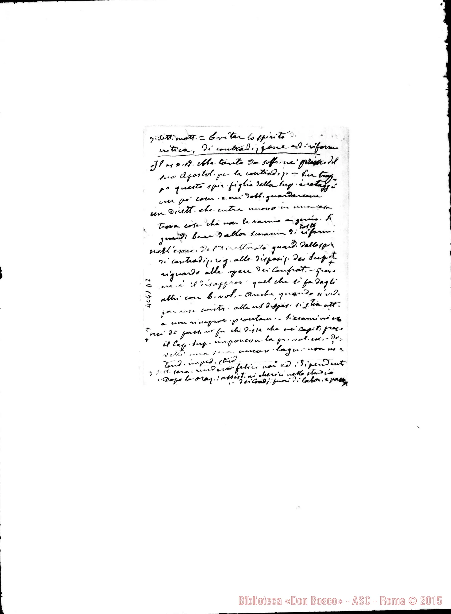 Fotogramma D 7 — Comunicazioni del Rettor Maggiore. Ms. autogr. Rua
