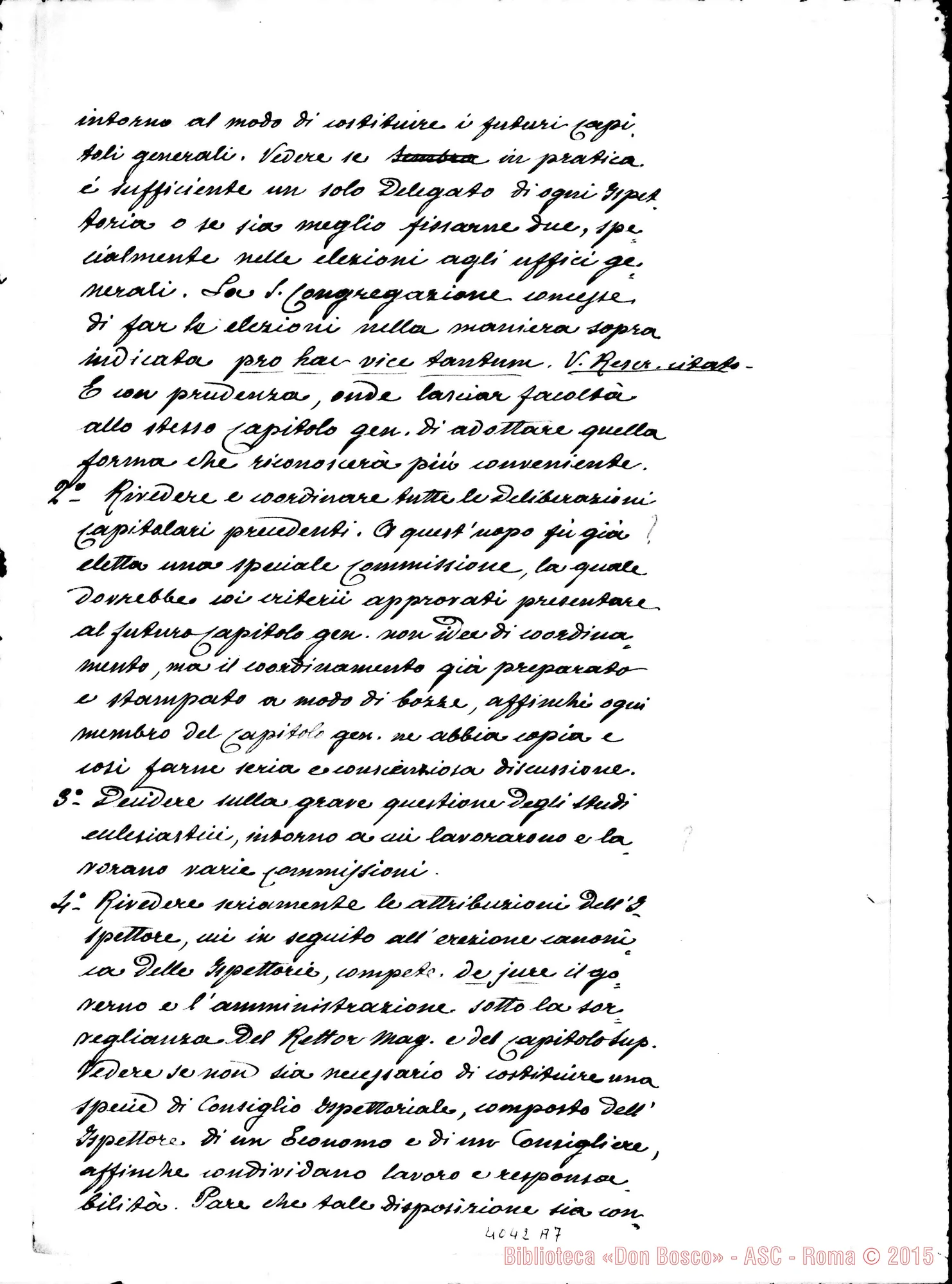 Fotogramma A 7 — Norme per la convocazione E celebrazione del prossimo Capitolo. Ms. di Don Marenco