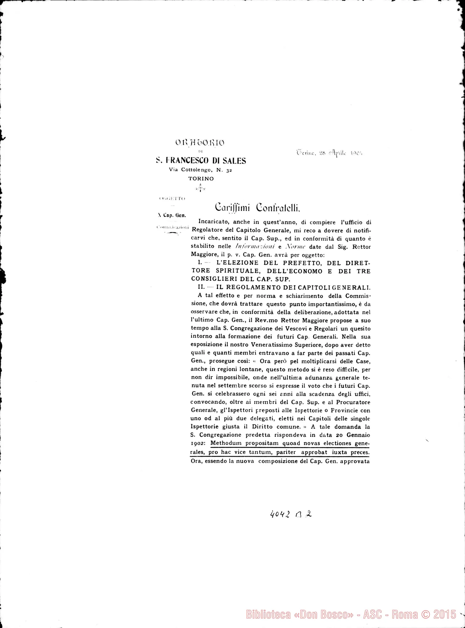 Fotogramma B 2 — Don Cerniti-Confratelli. Torino, 28-04-1904. Stampato. Temi
