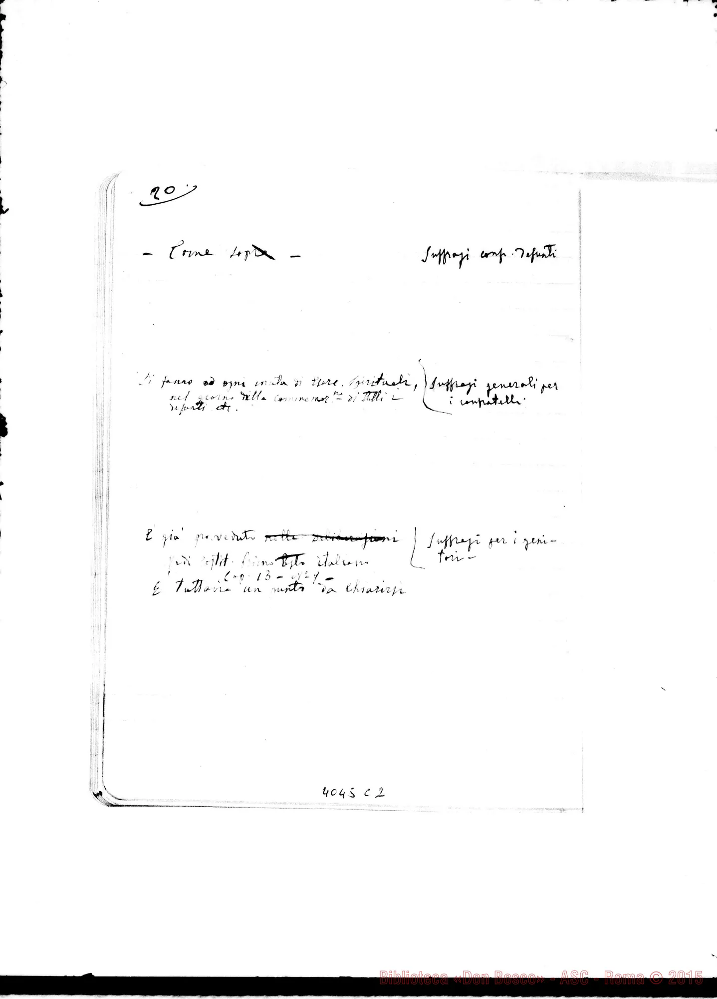 Fotogramma C 2 — Sunto delle proposte presentate dai confratelli, con commenti o risposte di D. Bertello. Quaderno ms.