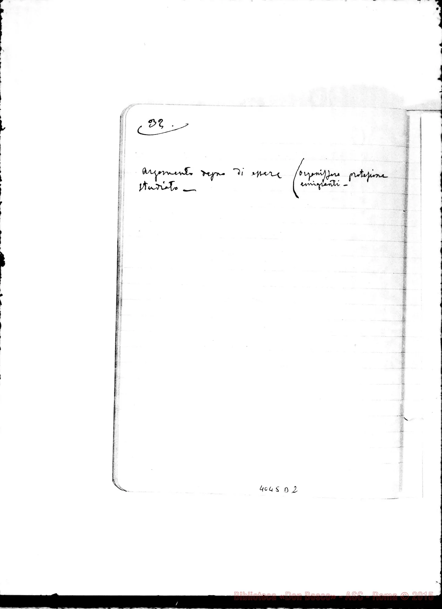 Fotogramma D 2 — Sunto delle proposte presentate dai confratelli, con commenti o risposte di D. Bertello. Quaderno ms.