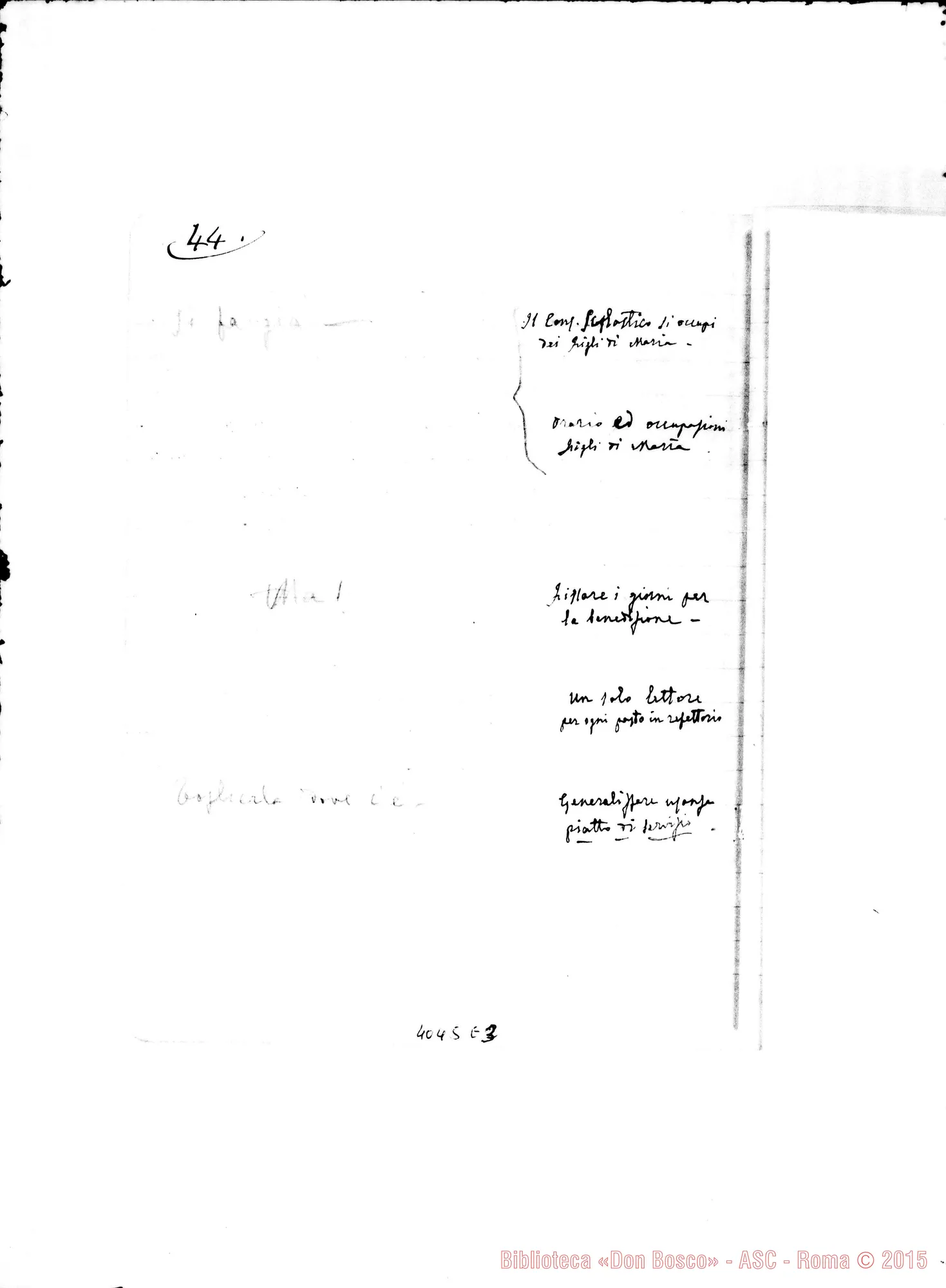 Fotogramma E 2 — Sunto delle proposte presentate dai confratelli, con commenti o risposte di D. Bertello. Quaderno ms.
