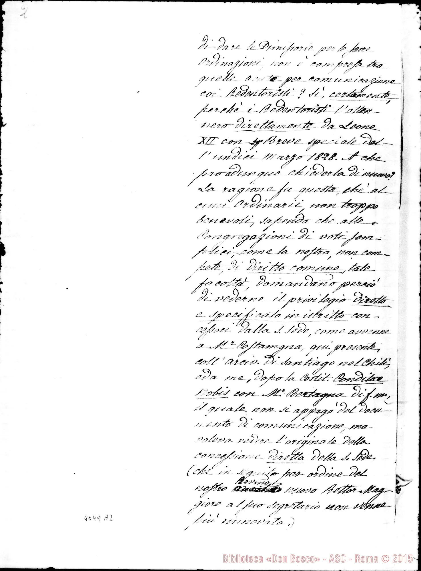 Fotogramma A 2 — Quesiti di Don Rua A Don Berto E risposte. Ms. di Don Bertello E Don Berto