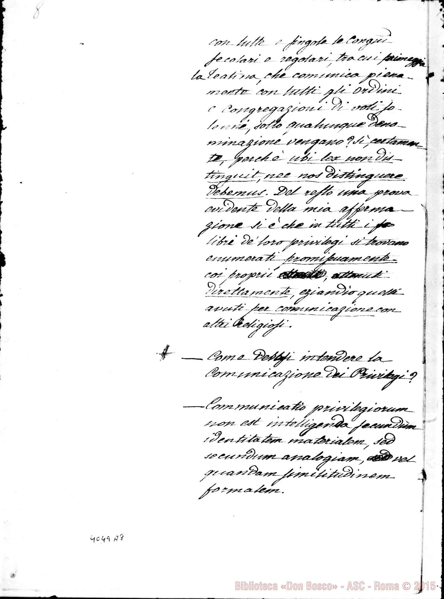 Fotogramma A 8 — Quesiti di Don Rua A Don Berto E risposte. Ms. di Don Bertello E Don Berto