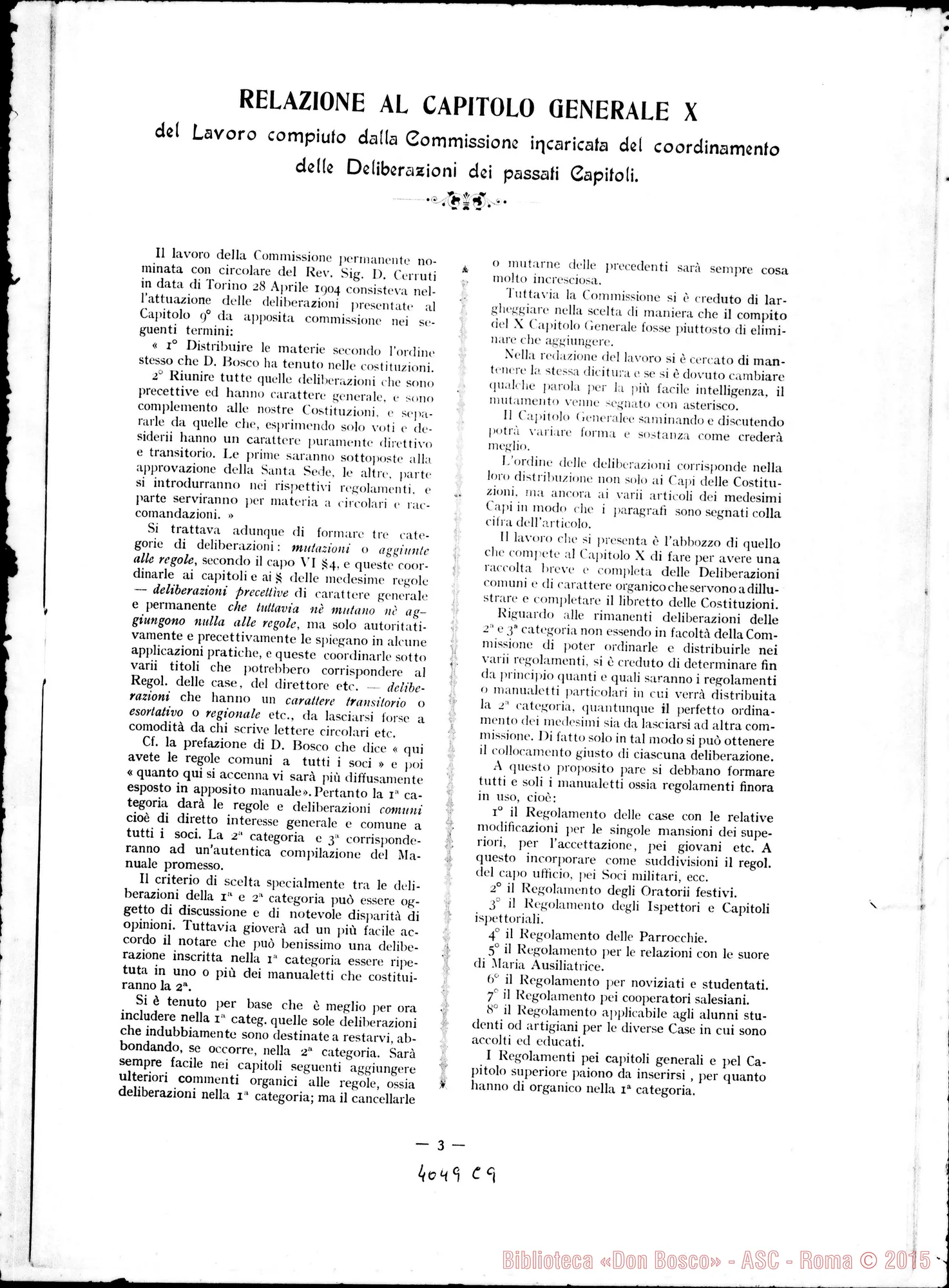 Fotogramma C 9 — Relazione al Capitolo Generale