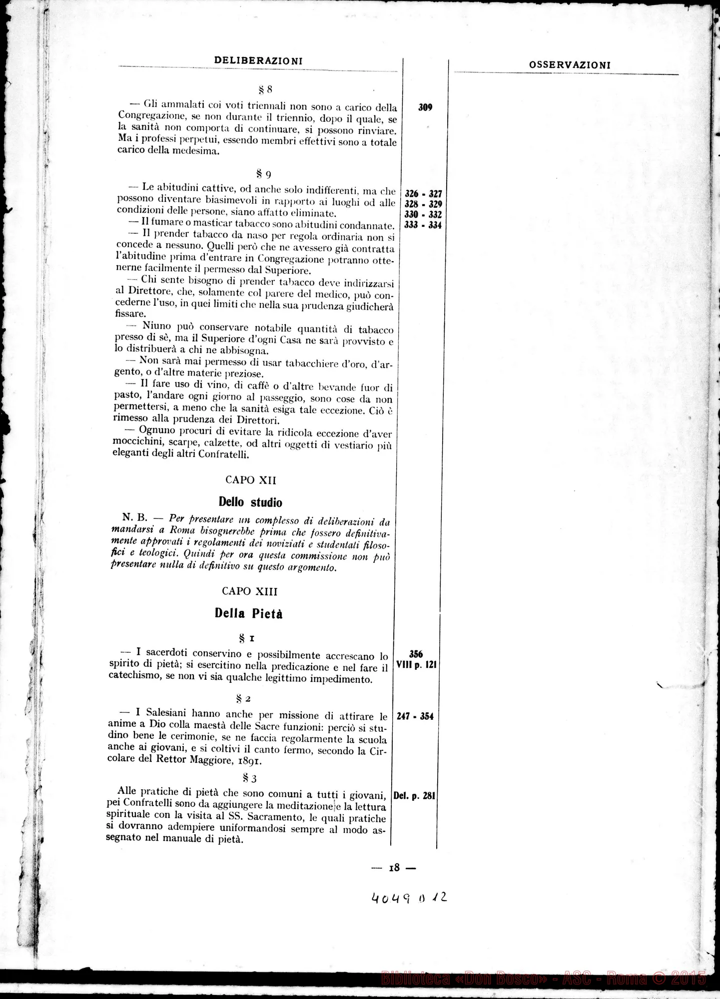 Fotogramma D 12 — Relazione al Capitolo Generale