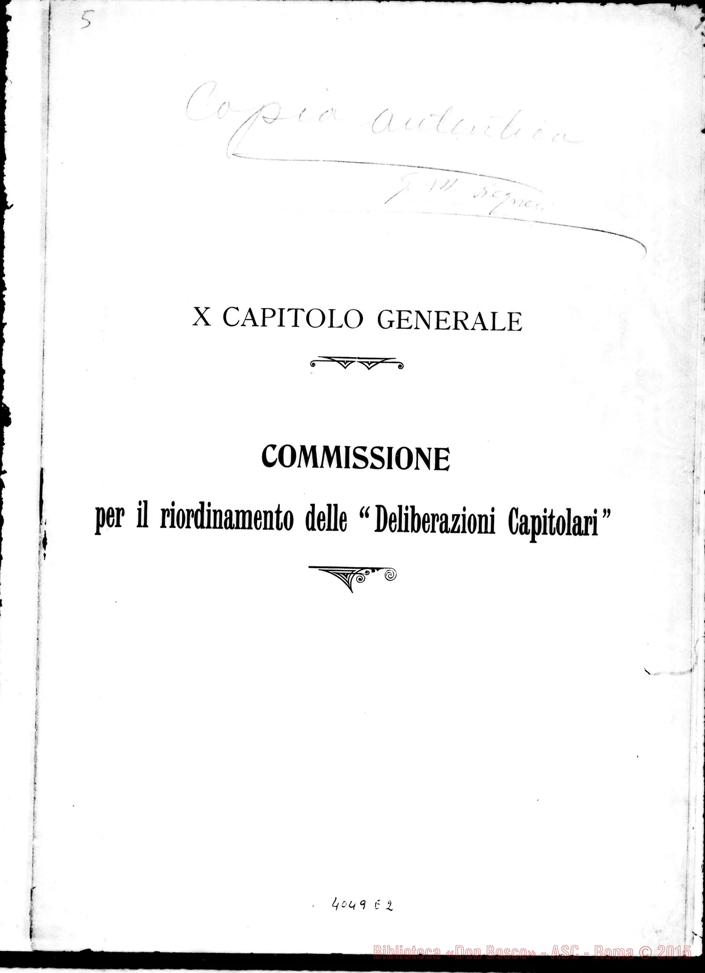 Fotogramma E 2 — Relazione al Capitolo, con correz. E aggiunte autentiche