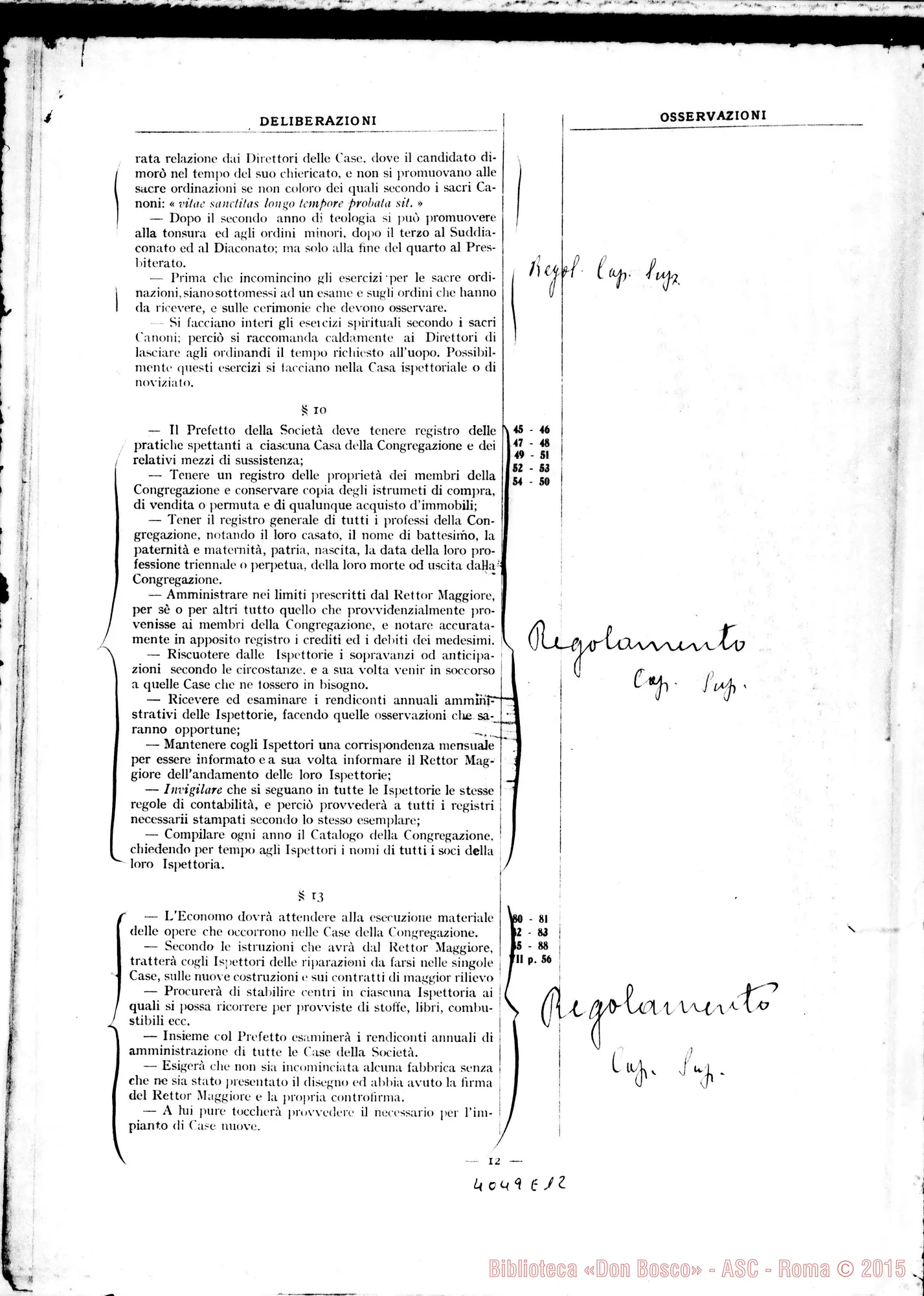 Fotogramma E 12 — Relazione al Capitolo, con correz. E aggiunte autentiche