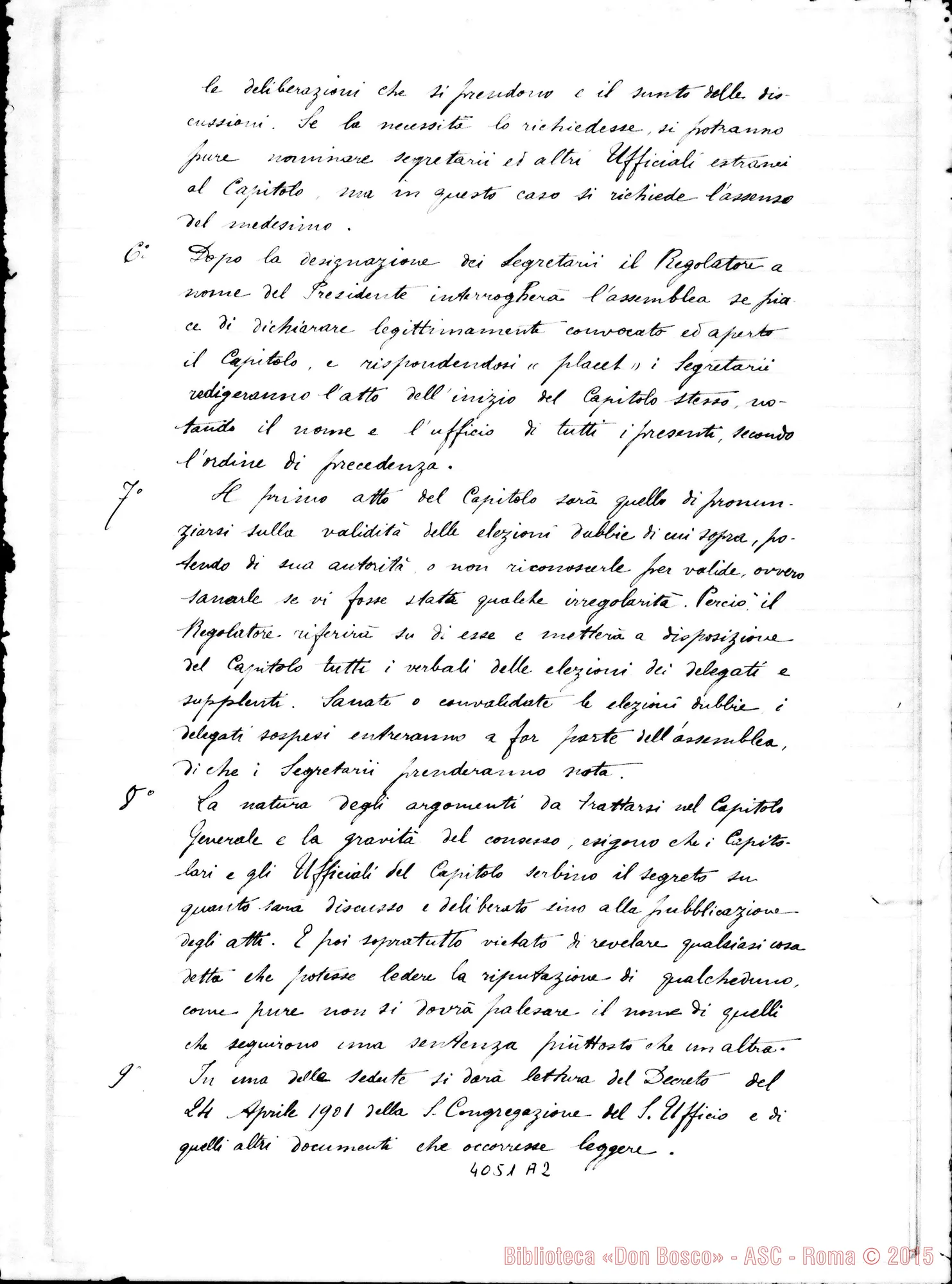 Fotogramma A 2 — Regolamento dei Capitoli Generali. Due stesure ms., una con firma di D. Anzini
