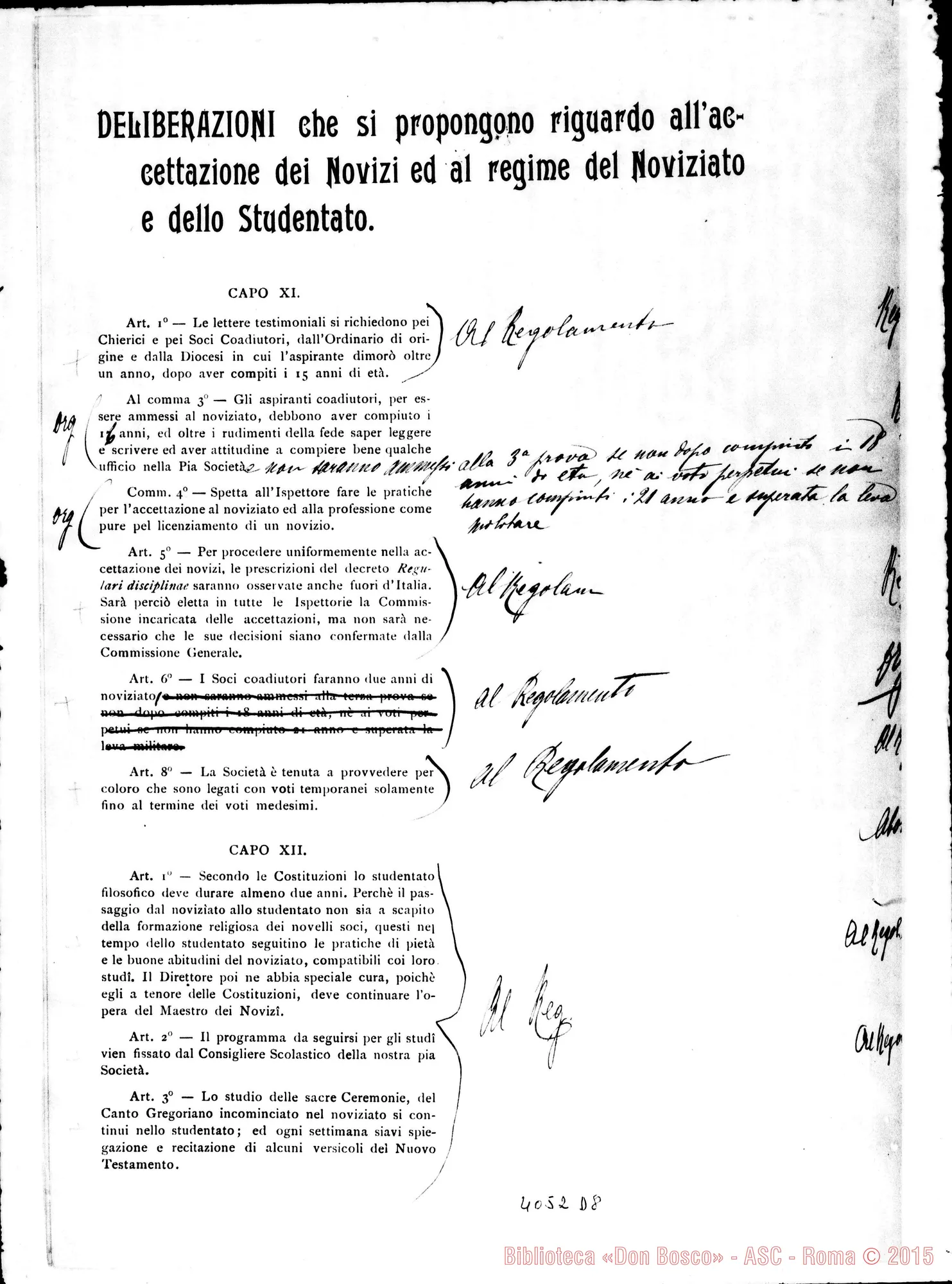 Fotogramma D 8 — Due stampati dello stesso documento con correzioni autentiche