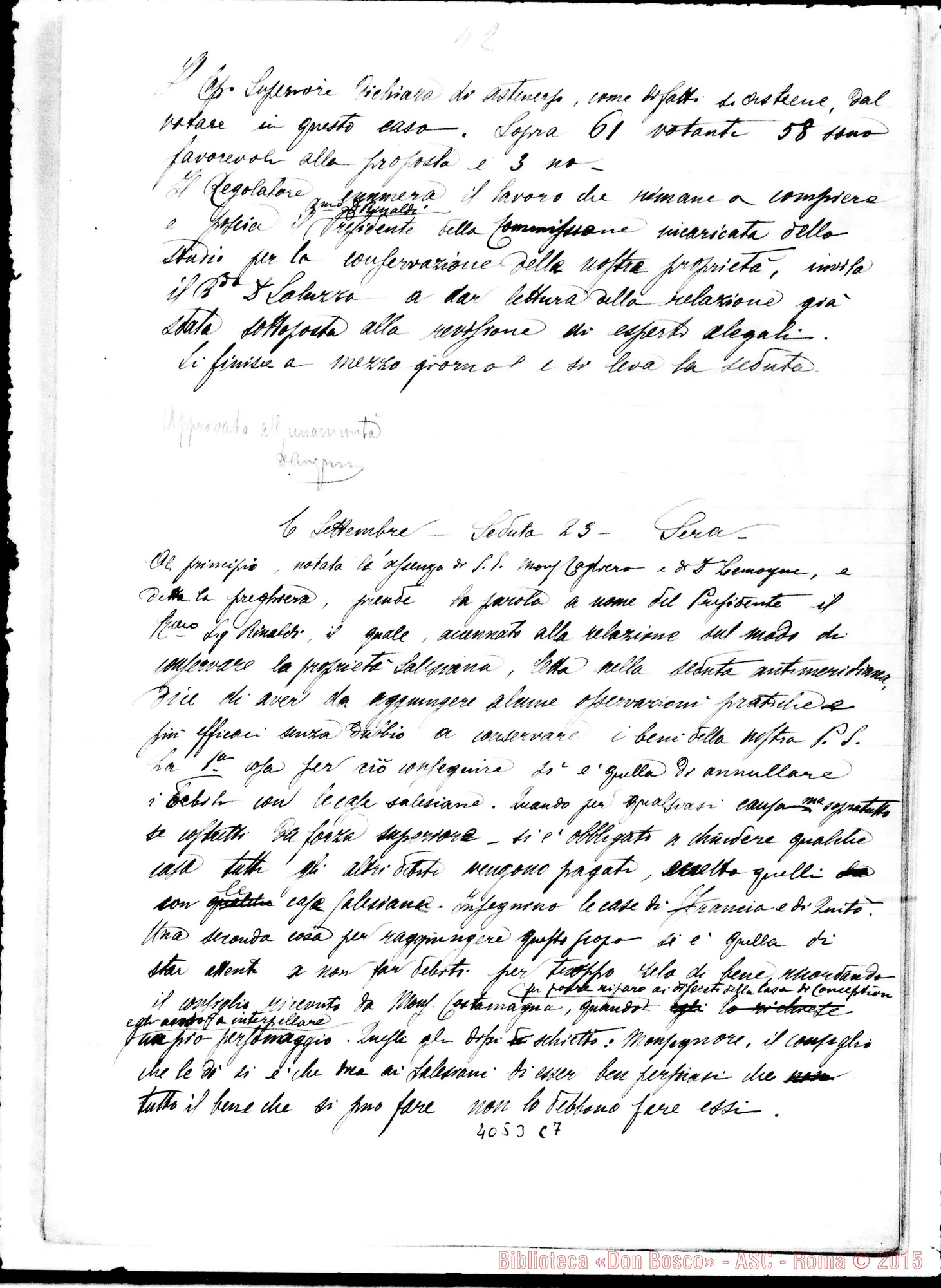 Fotogramma C 7 — Processi verbali del X Capitolo generale, elaborato da D. Anzini, con firme dei Capitolari