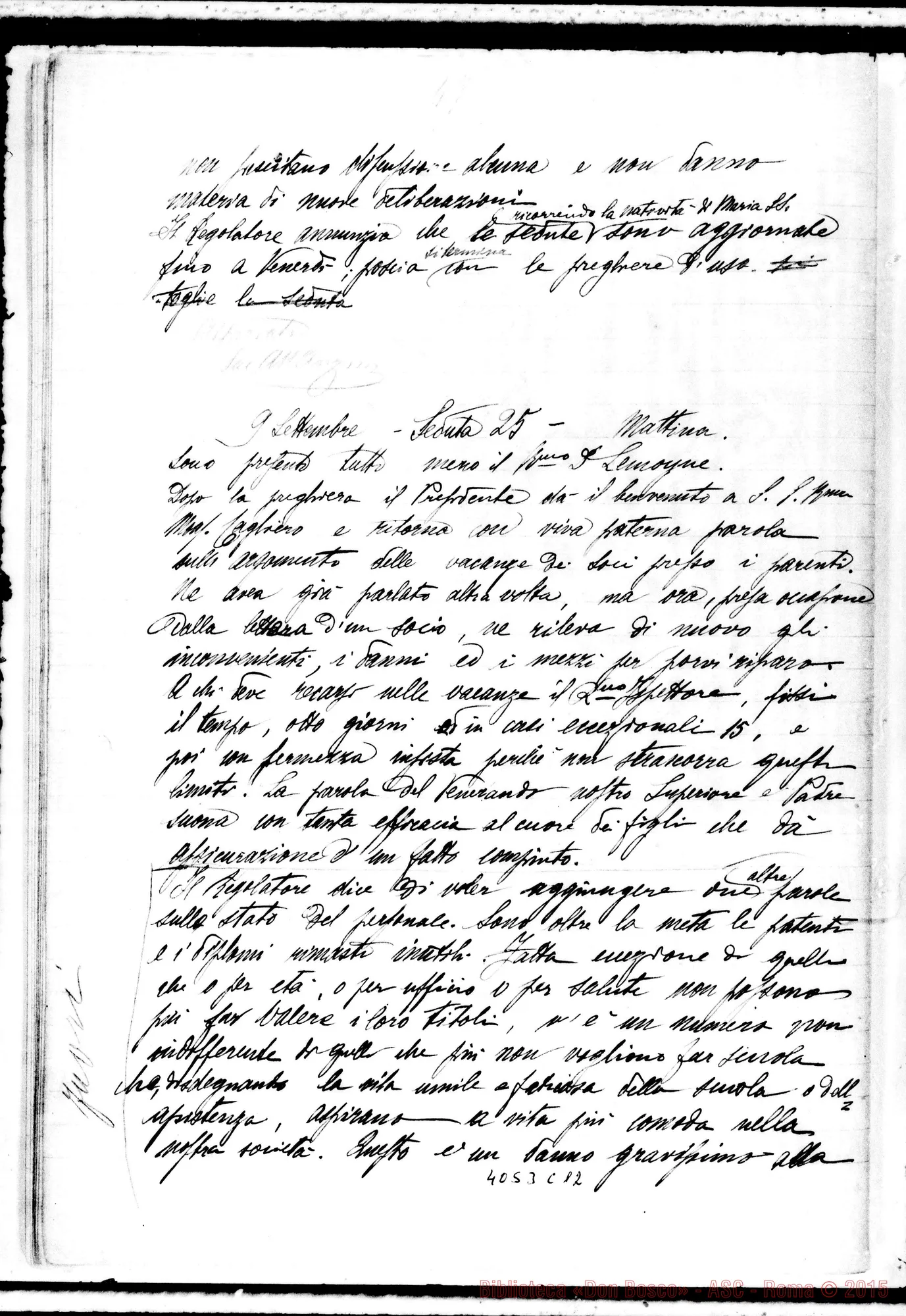 Fotogramma C 12 — Processi verbali del X Capitolo generale, elaborato da D. Anzini, con firme dei Capitolari