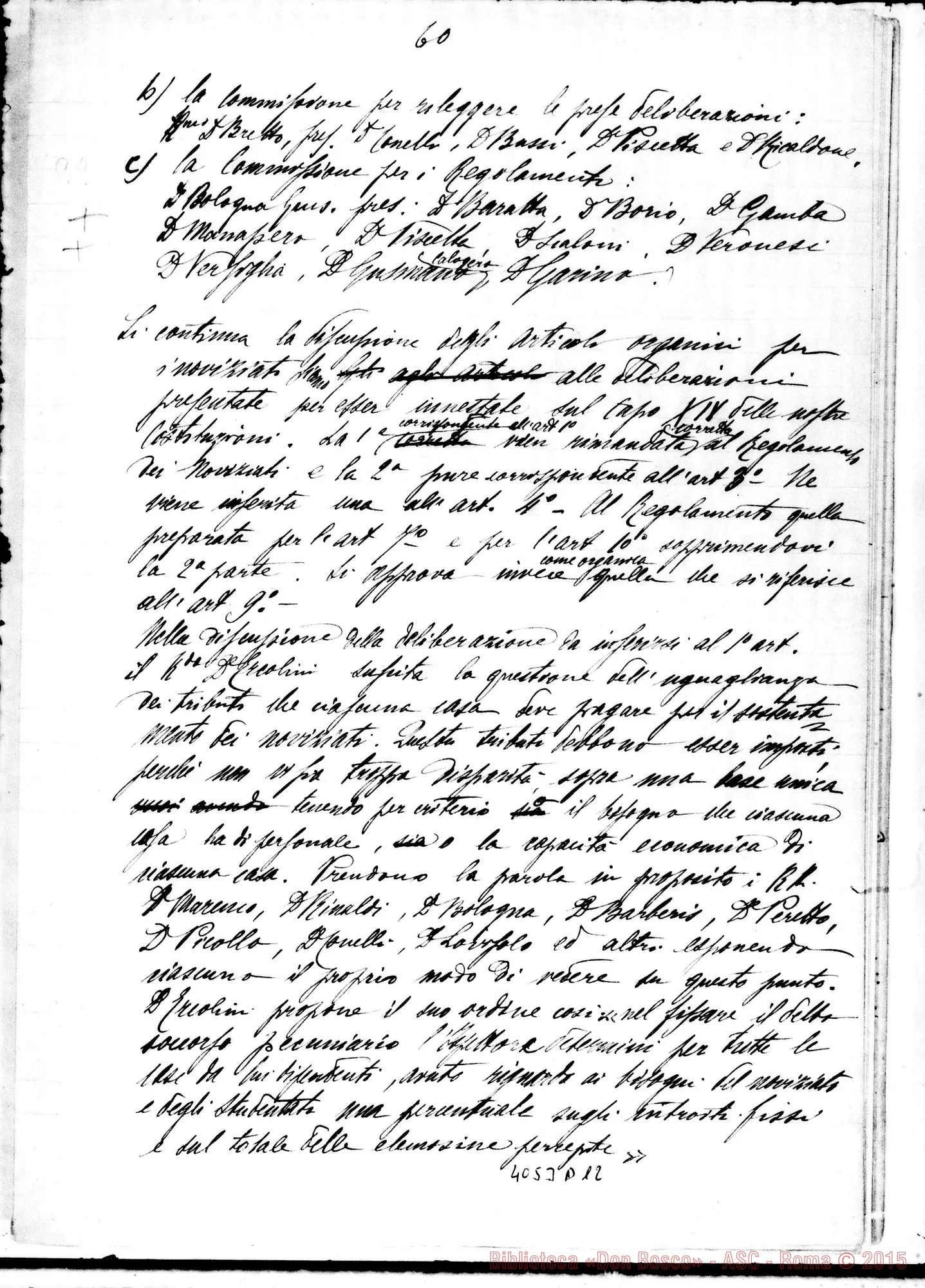 Fotogramma D 12 — Processi verbali del X Capitolo generale, elaborato da D. Anzini, con firme dei Capitolari