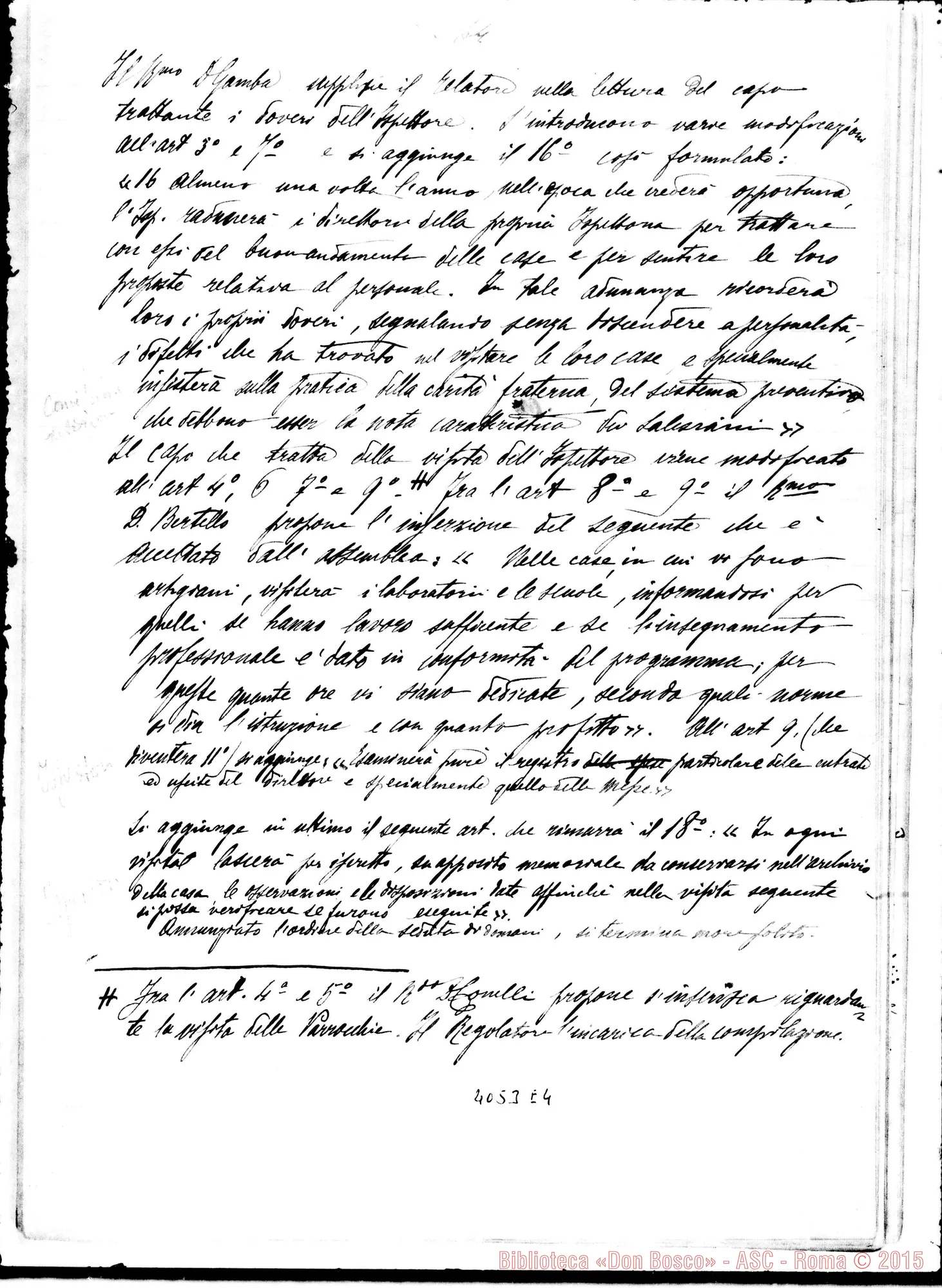 Fotogramma E 4 — Processi verbali del X Capitolo generale, elaborato da D. Anzini, con firme dei Capitolari