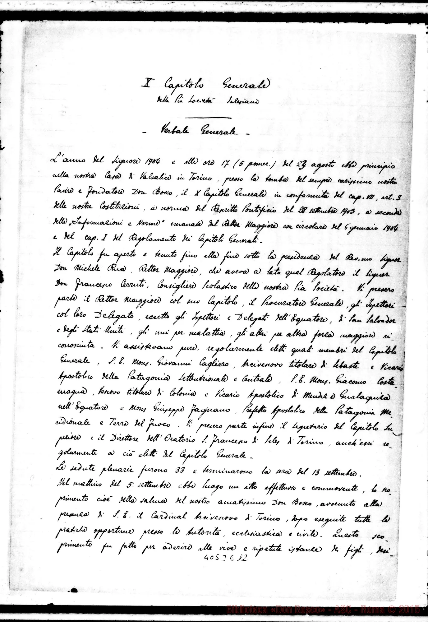 Fotogramma E 12 — Verbale Generale E Verbale della Commissione per il Regolamento. Ms.