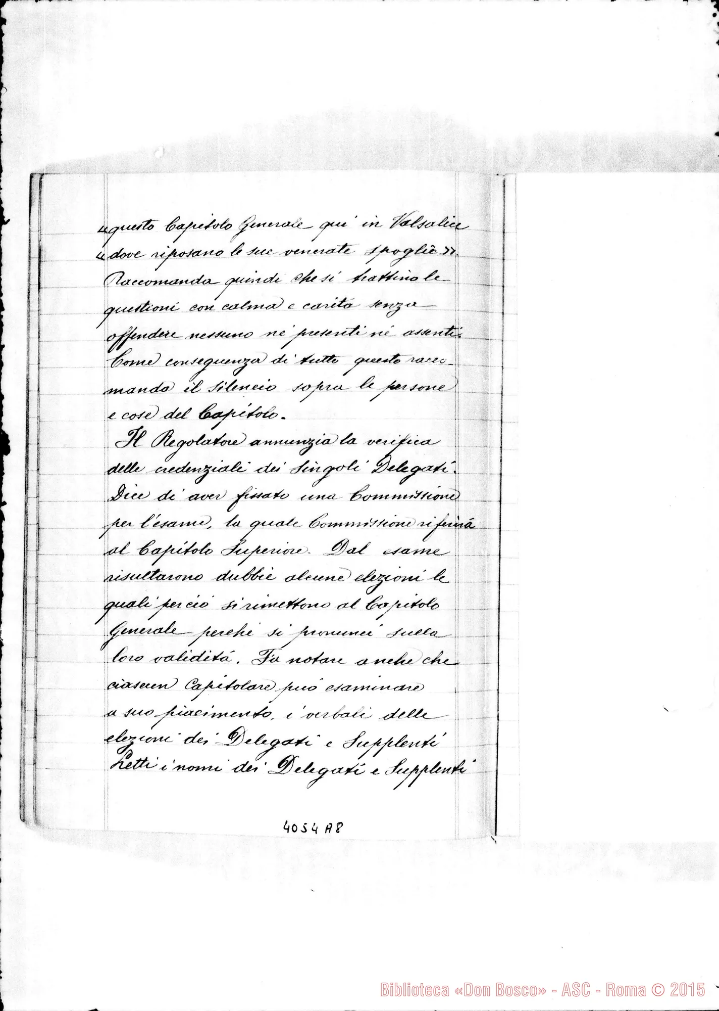 Fotogramma A 8 — Verbale del X Capitolo Generale. Due quaderni di D. Rayneri